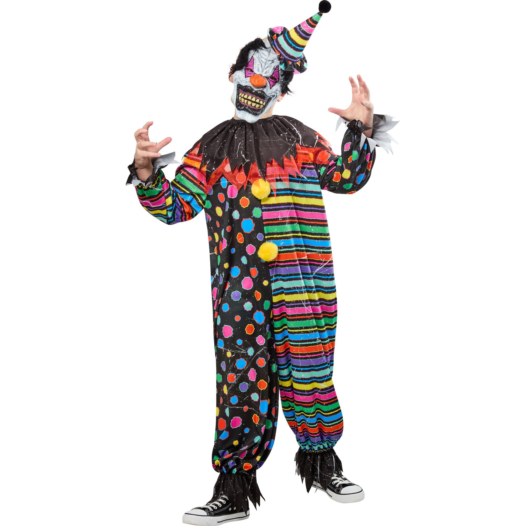 Neon Creepy Clown Costume for Boys