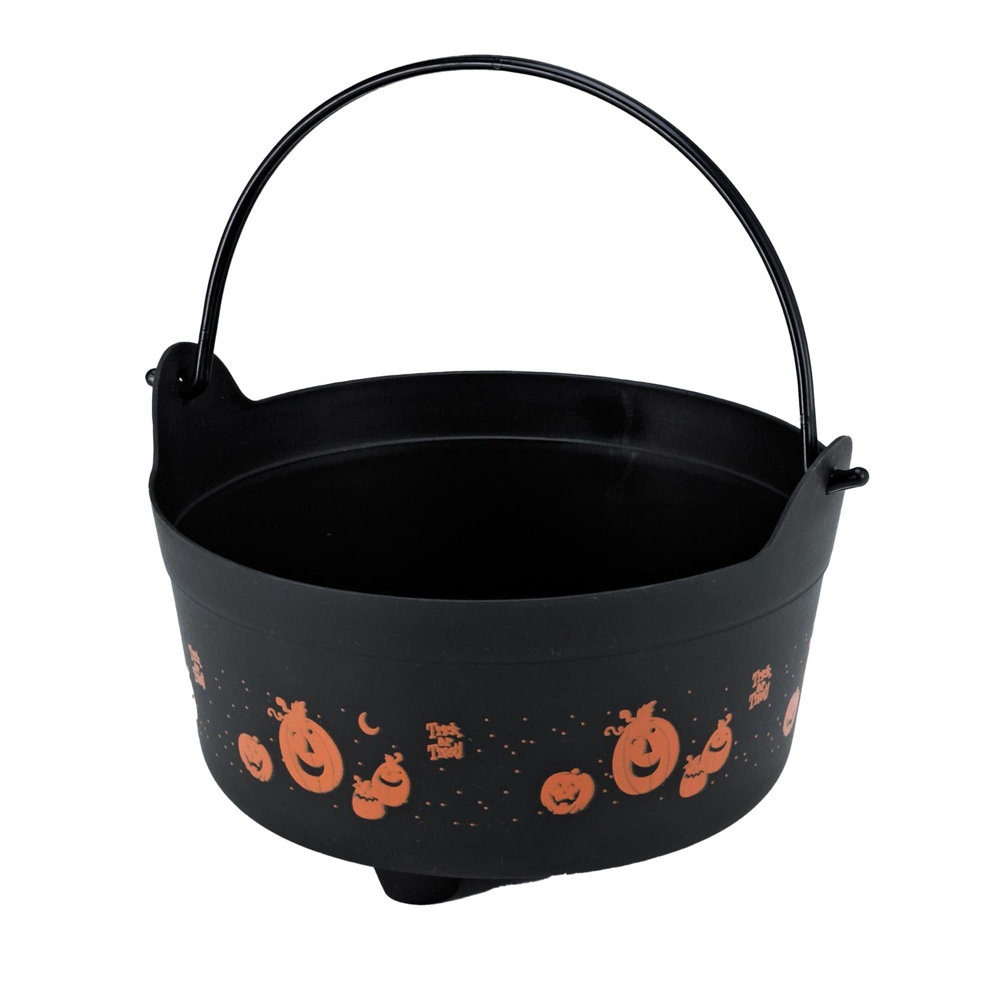 9-inch Black Pumpkin Witch Cauldron Candy Bucket
