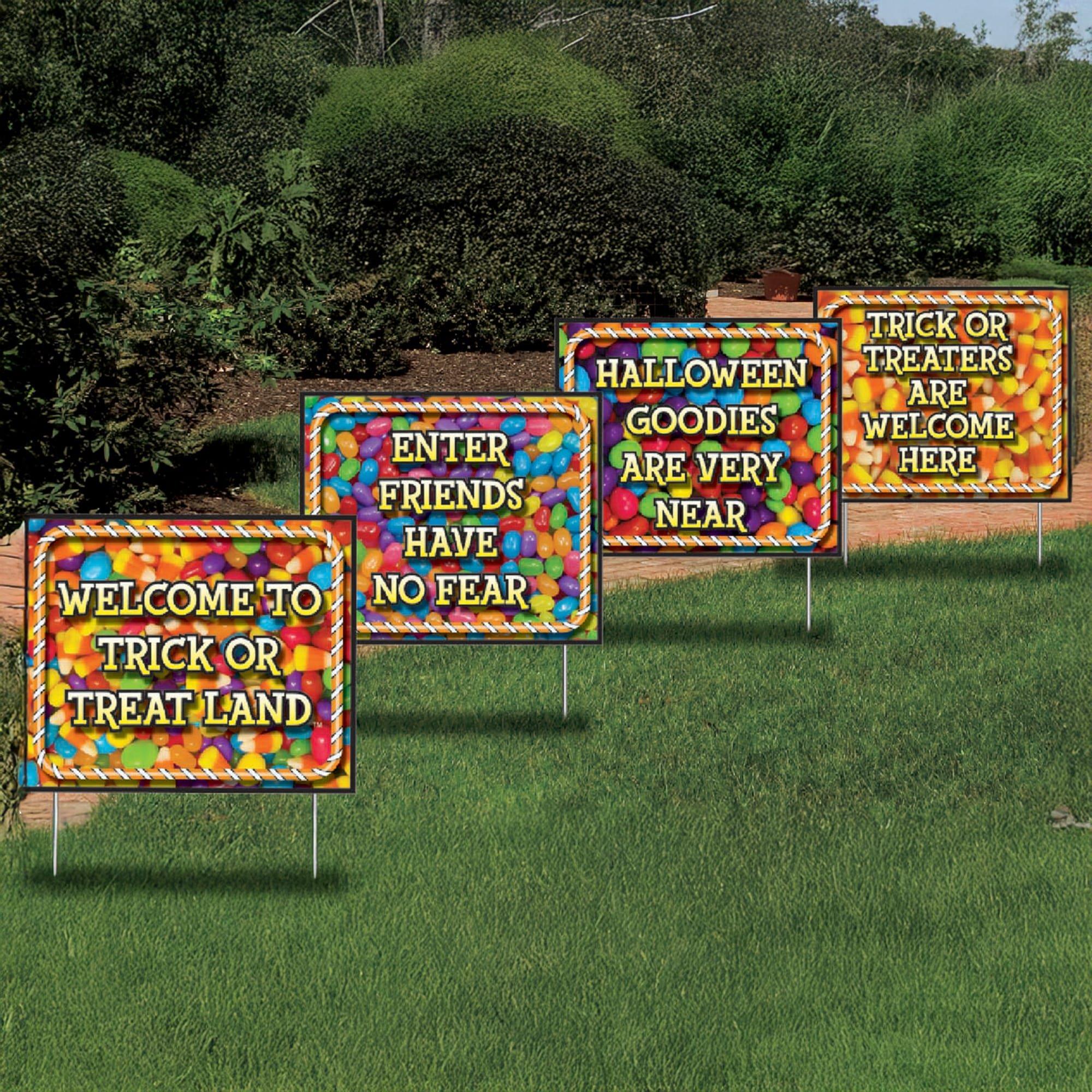 13-inch Trick Or Treat Land Sidewalk Sign Set - 4 Piece