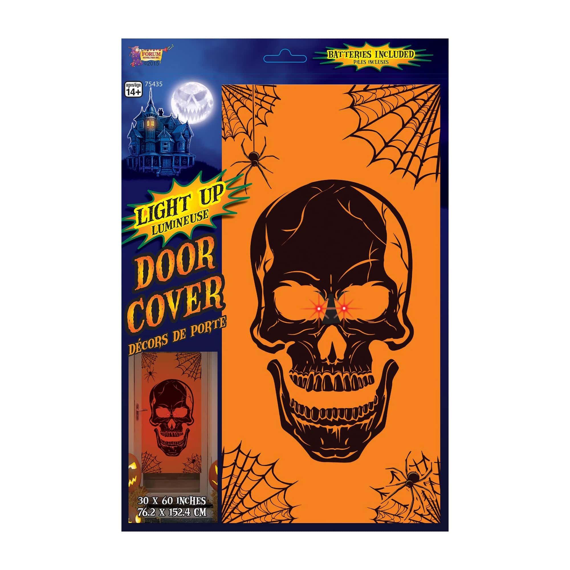60-inch Creepy Skull Light Up Door Cover Decoration
