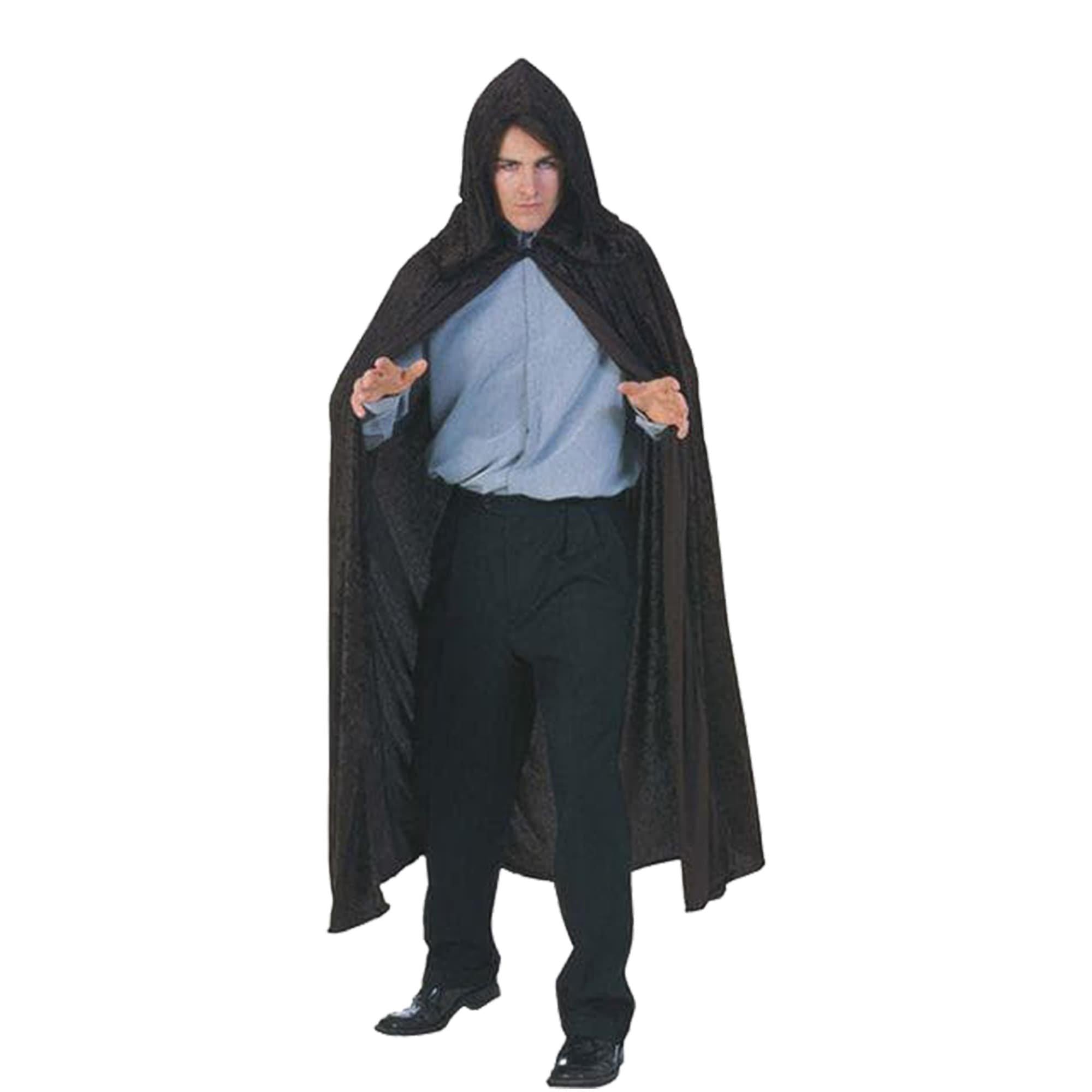 Adult Hooded Black Velvet Cape