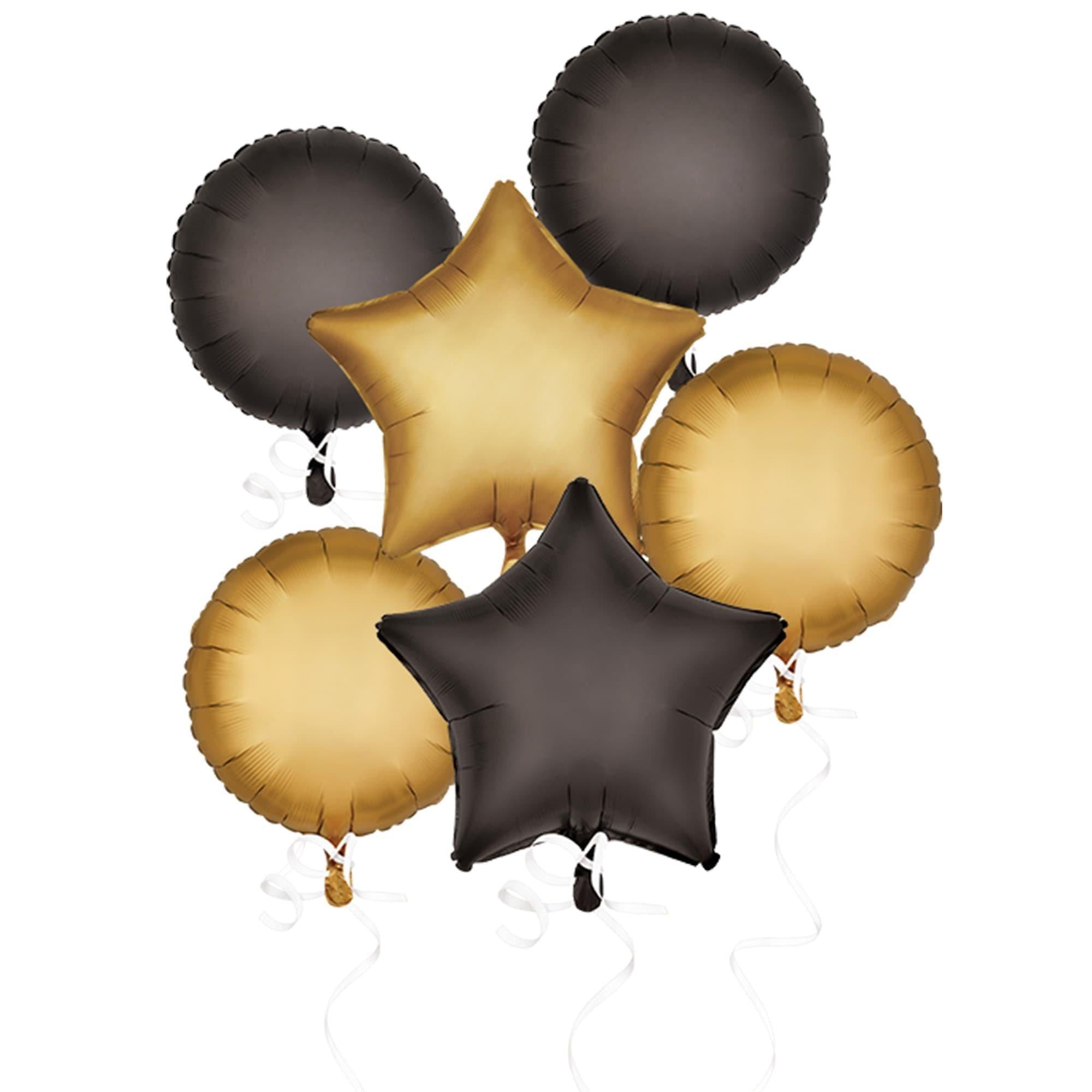 Black & Gold Stars and Rounds Bouquet, 6pc