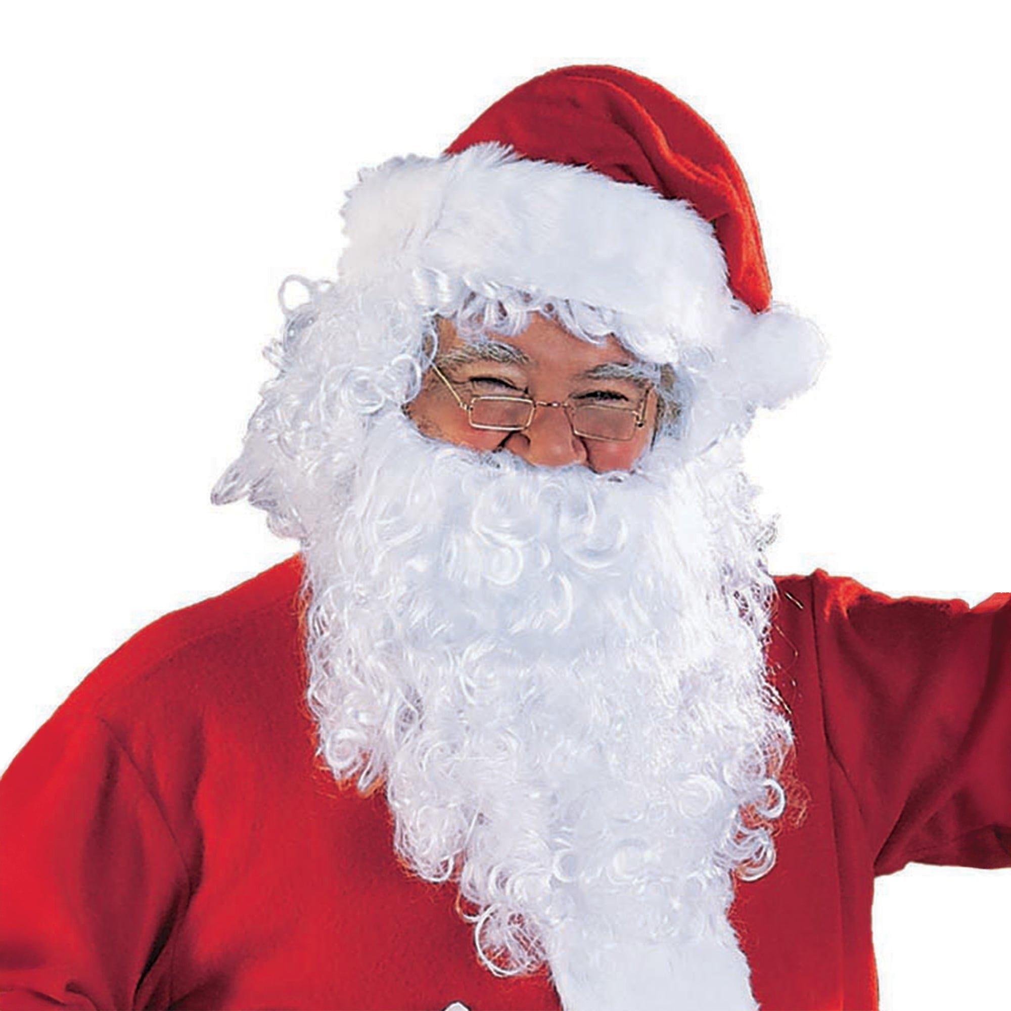 Men's White Santa Beard And Wig Set - Economy