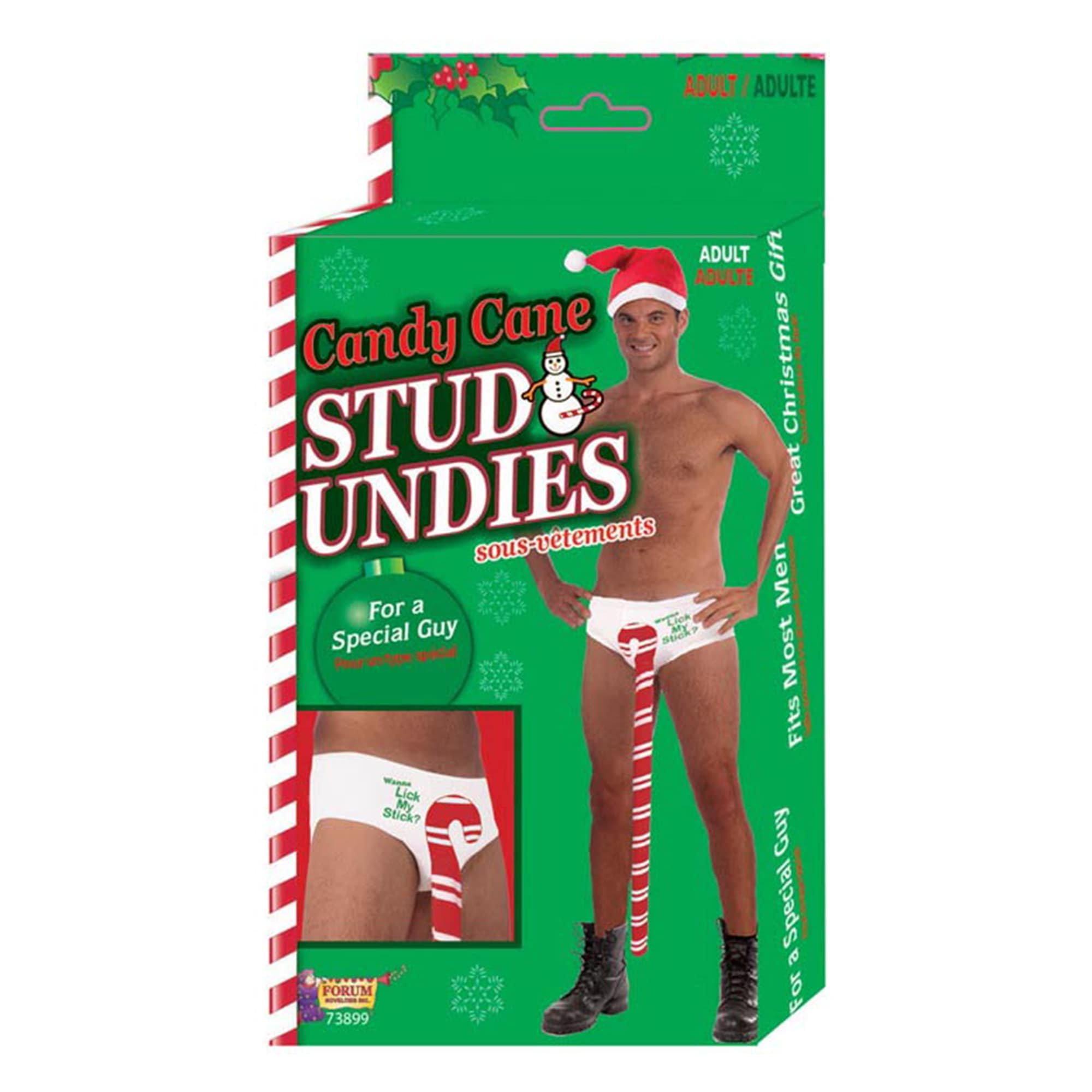 Candy Cane Stud Undies ?C Funny Christmas Novelty Underwear for Men