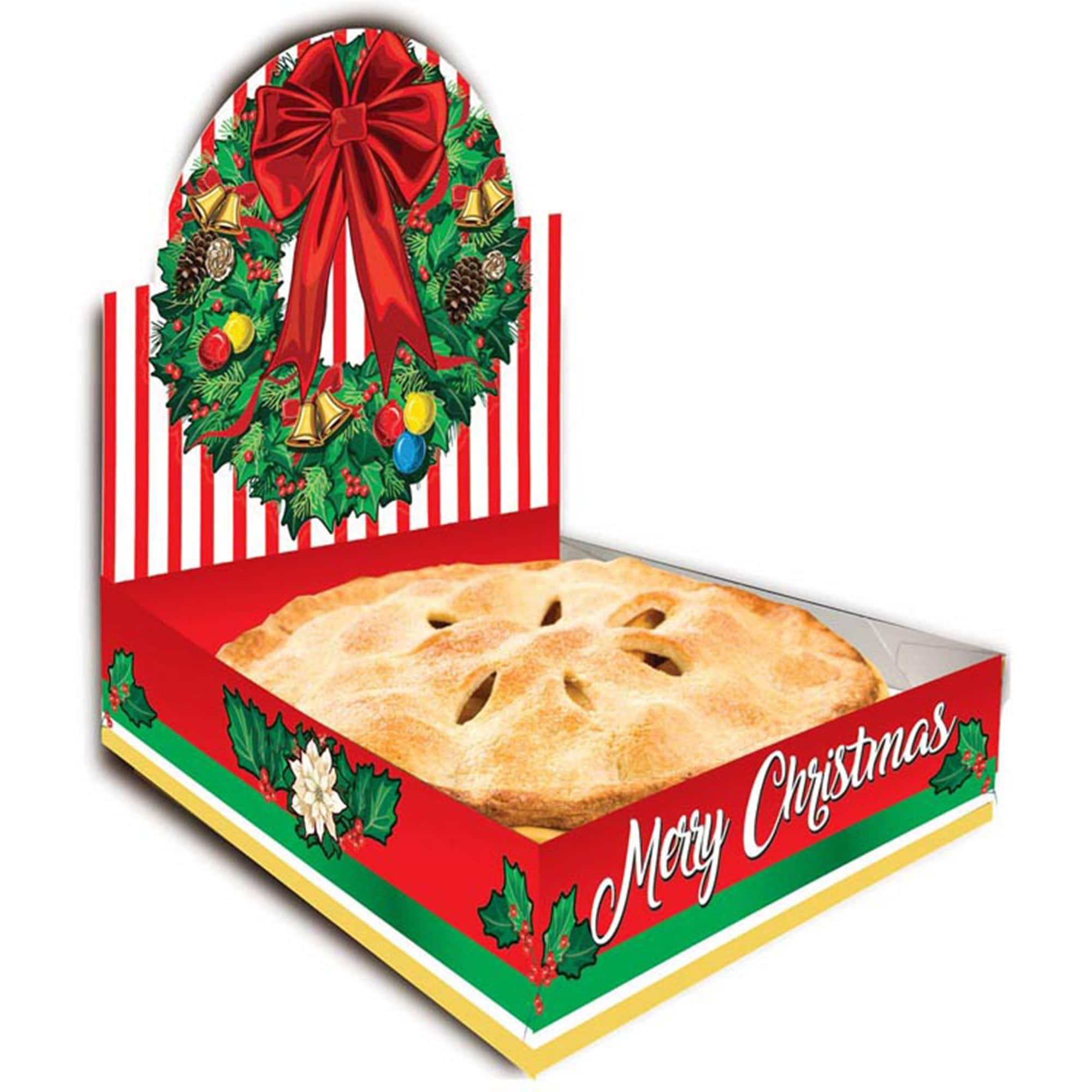 Christmas Pie Box ?C Holiday Wreath Design, 10in Pie Carrier for Gifting & Transport