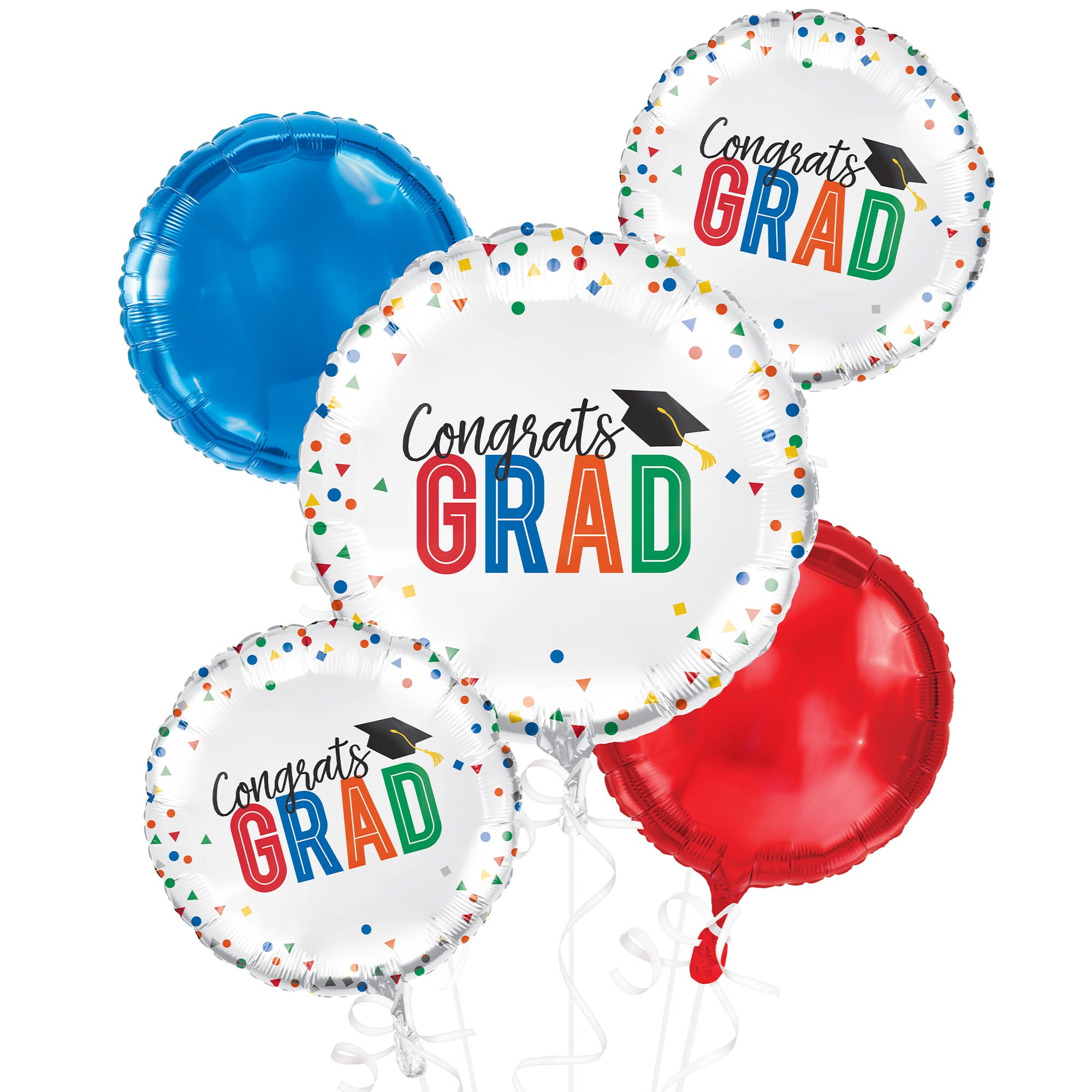 Colorful Congrats Grad Foil Balloon Bouquet, 5pc