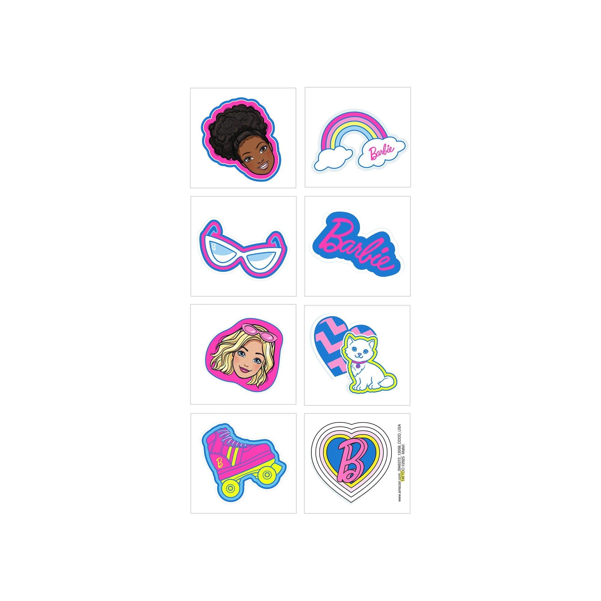 Barbie Party Tattoos, 8ct