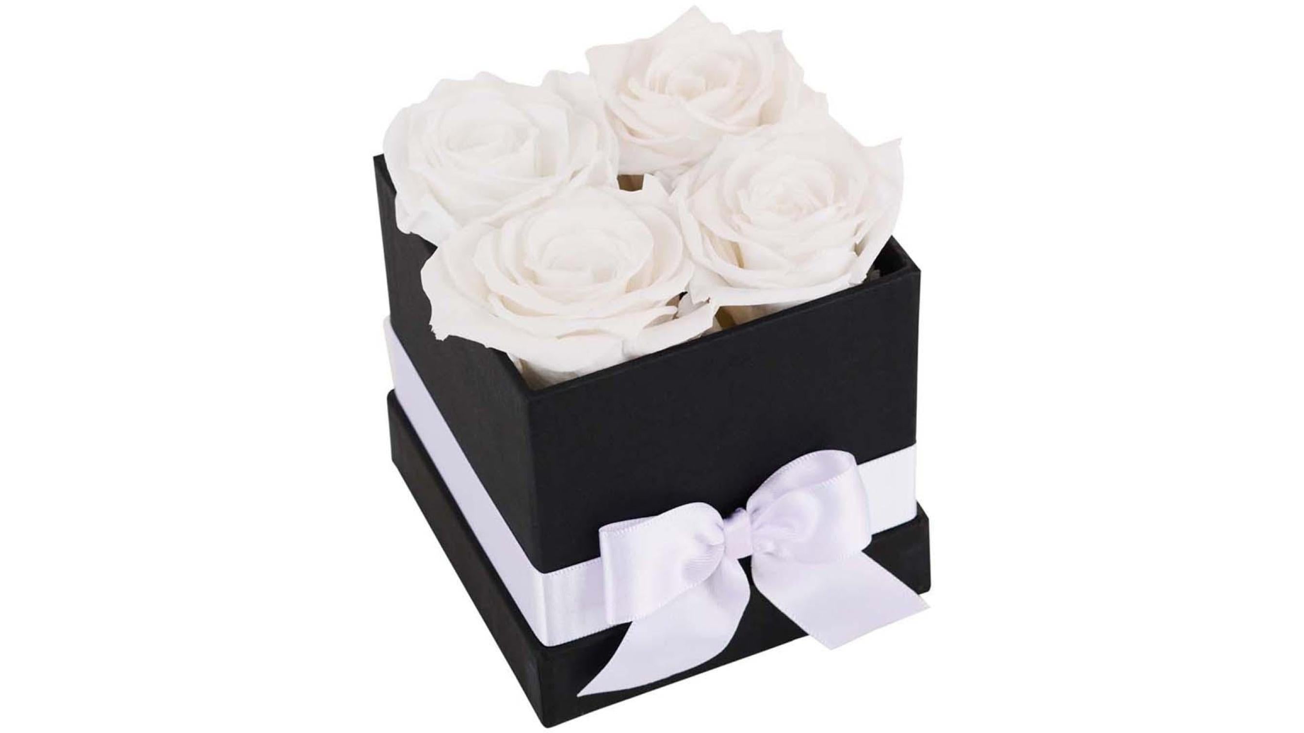 Princess White Preserved Roses Gift Box (4 ct)