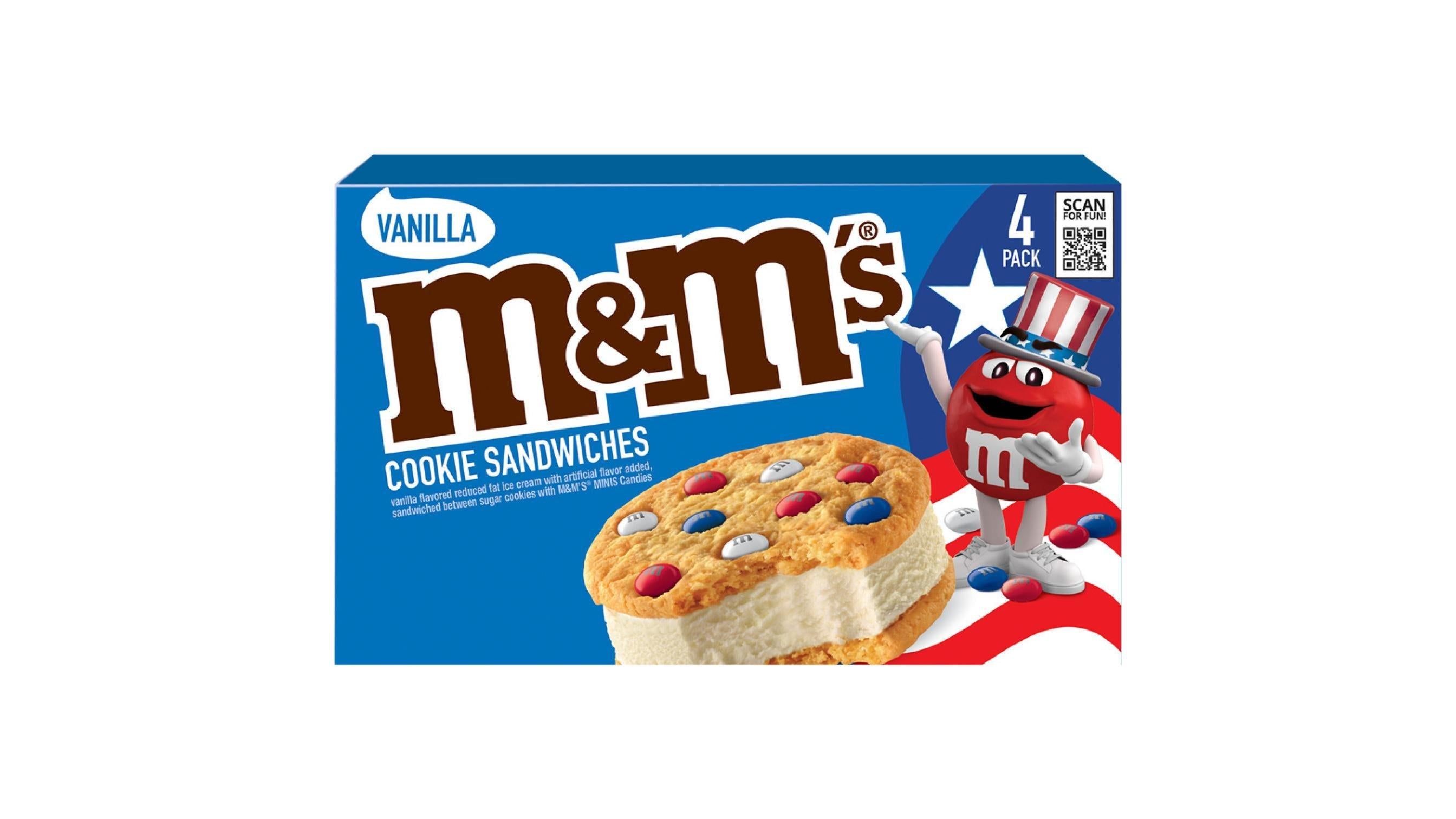 M&M's Cookie Ice Cream Sandwich Vanilla (4 oz x 4 ct)