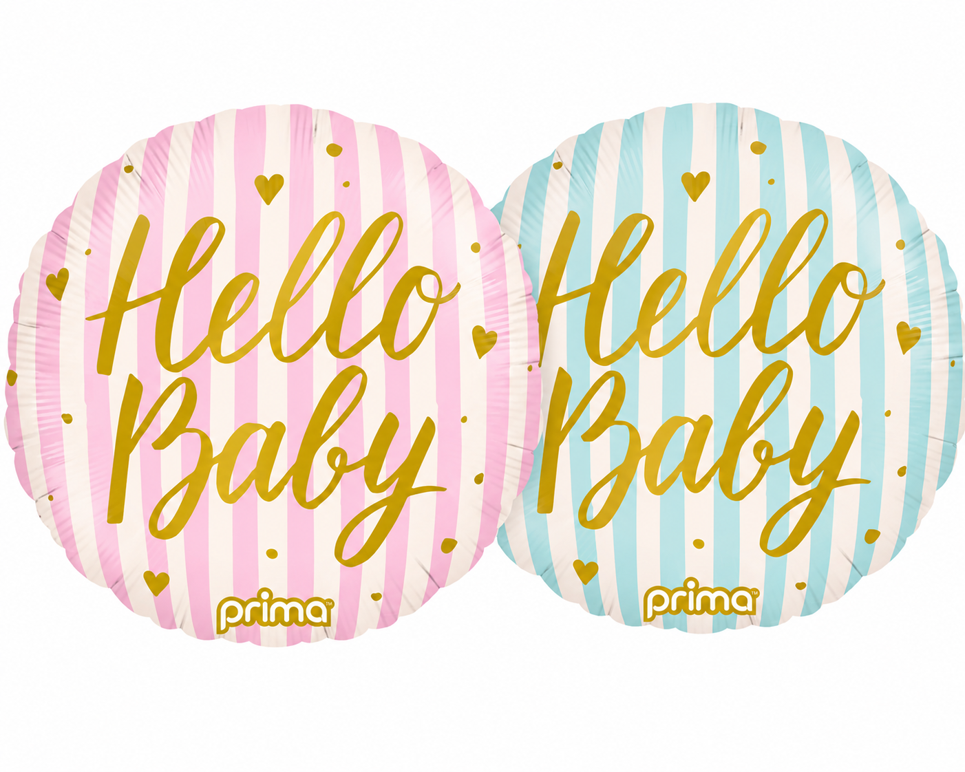 18in Round Hello Baby Stripes Foil Balloon, Assorted Colors
