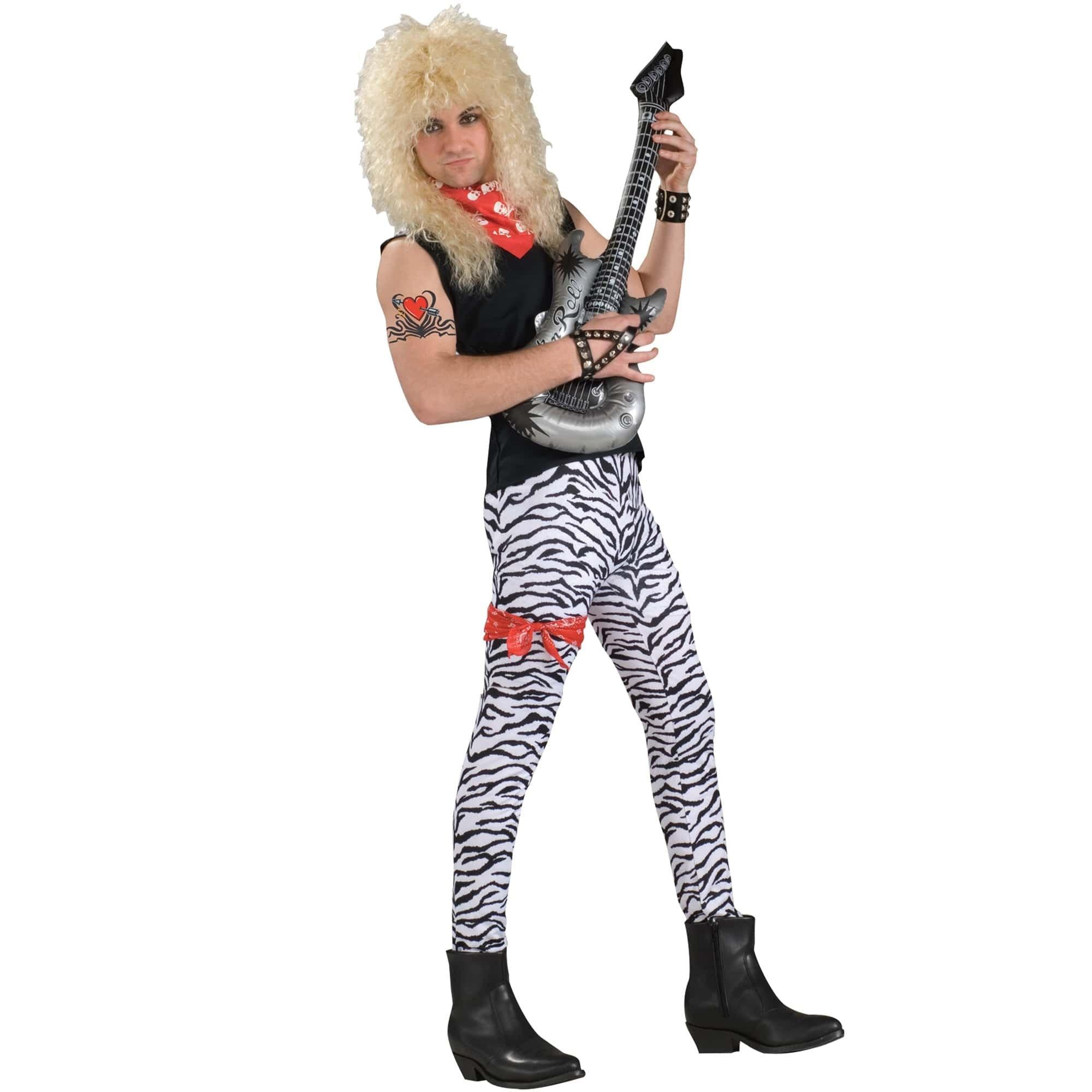 Adult 1980's White and Black Rock Star Zebra Pants