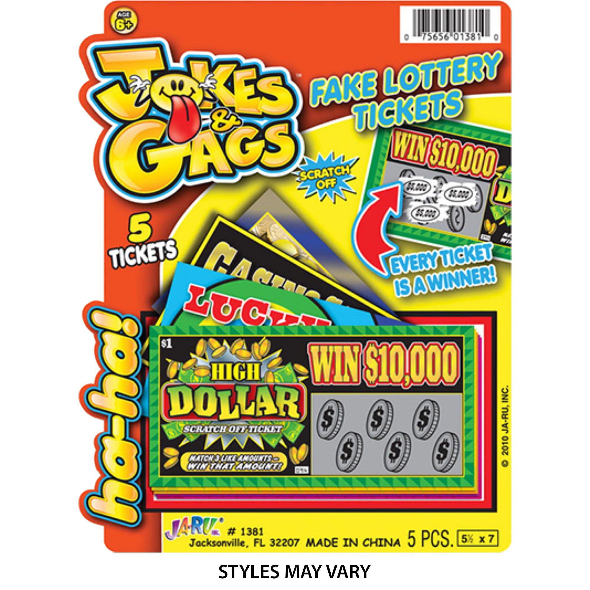 Jokes & Gags Fake Scratcher Lottery Tickets, 5ct