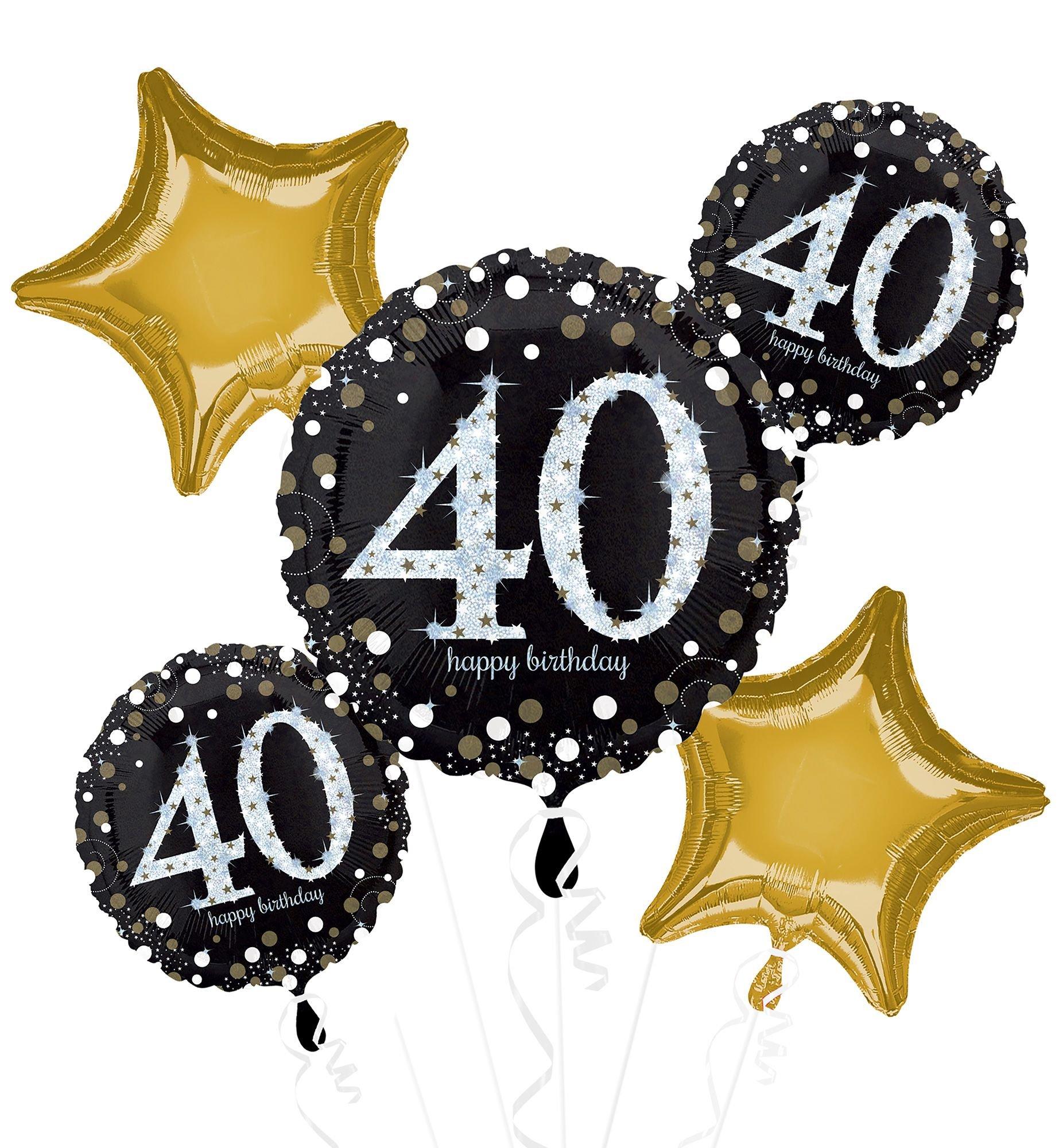 Sparkling Celebration 40th Birthday Foil Balloon Bouquet, 5pc