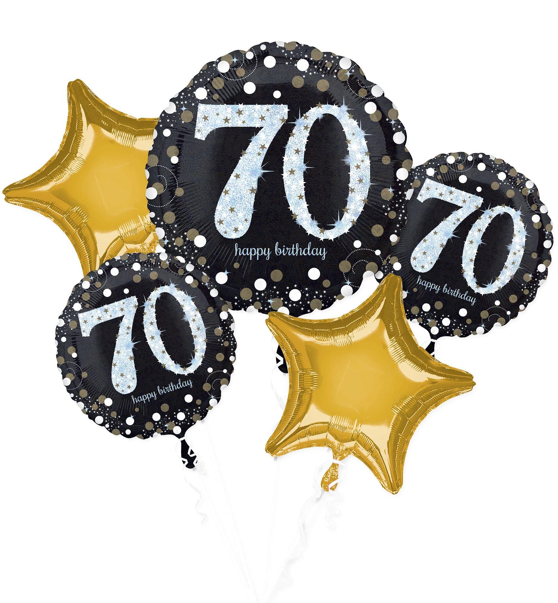 Sparkling Celebration 70th Birthday Foil Balloon Bouquet, 5pc