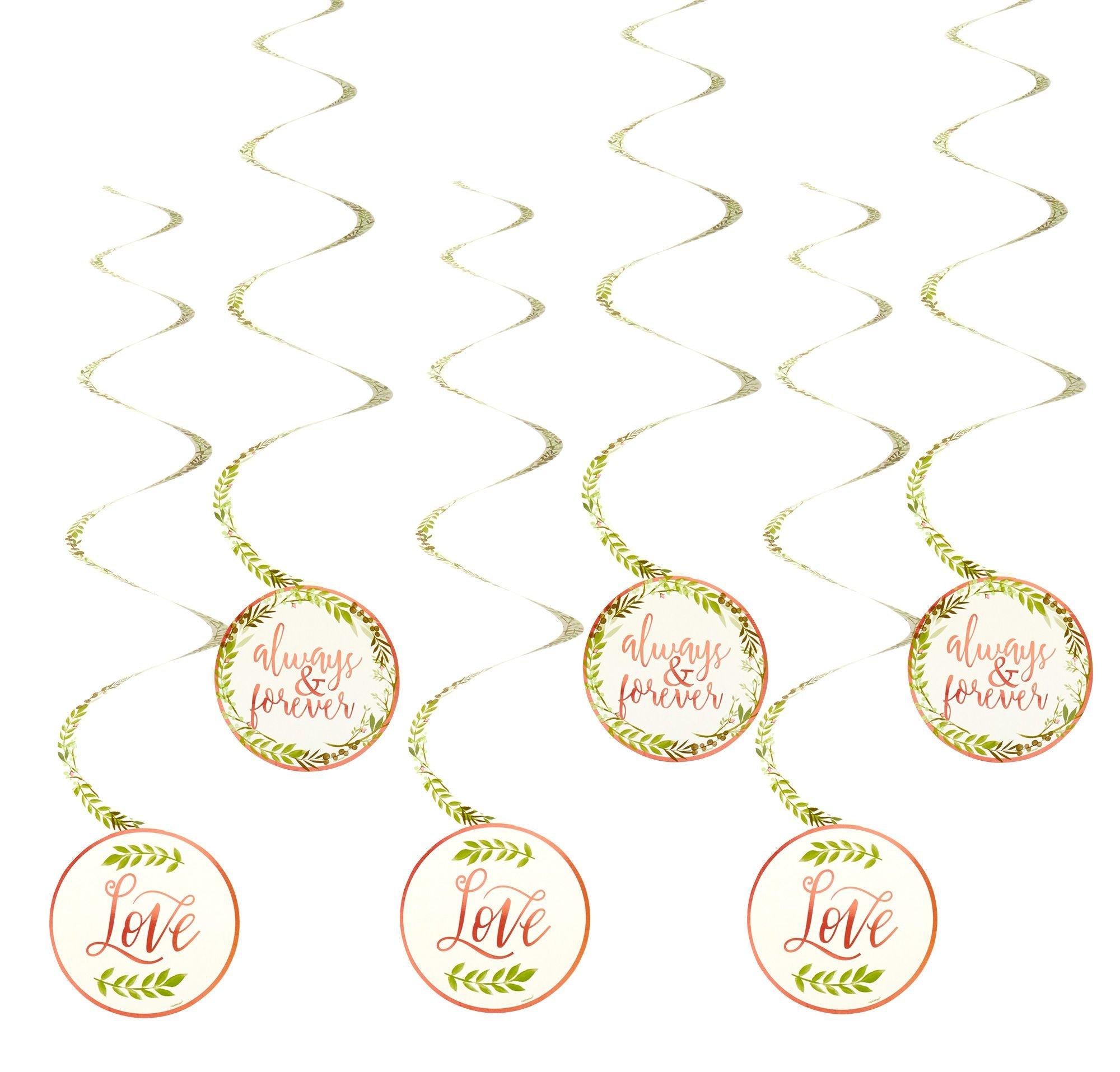 Floral Greenery Wedding Swirl Decorations 12ct