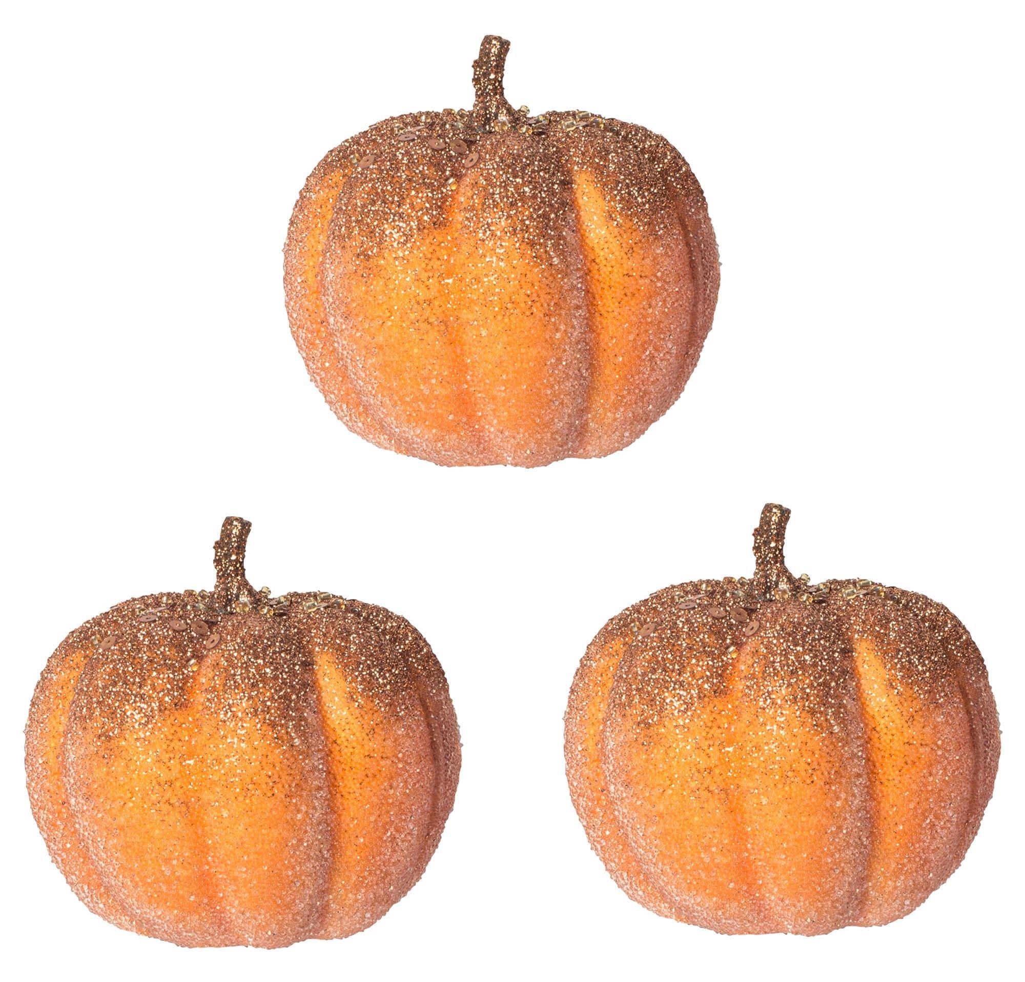 Glitter Gold Topped Pumpkins 3ct