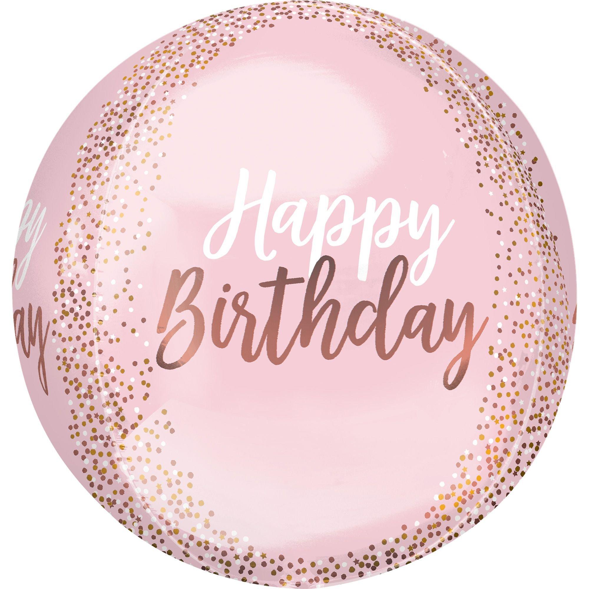 Blush Pink Happy Birthday Balloon, 15in x 16in - Orbz?