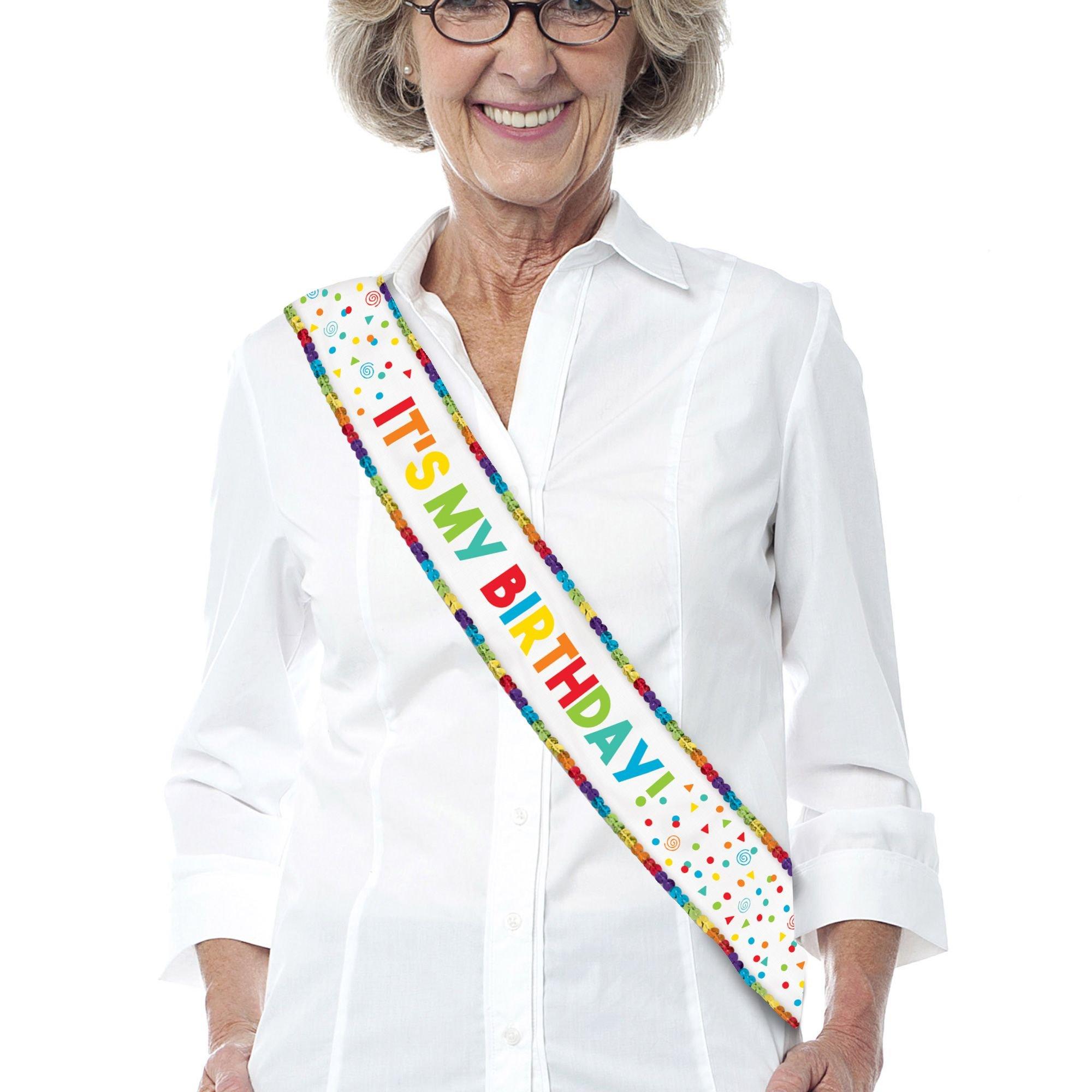 Rainbow Sequin & Confetti It's My Birthday Sash