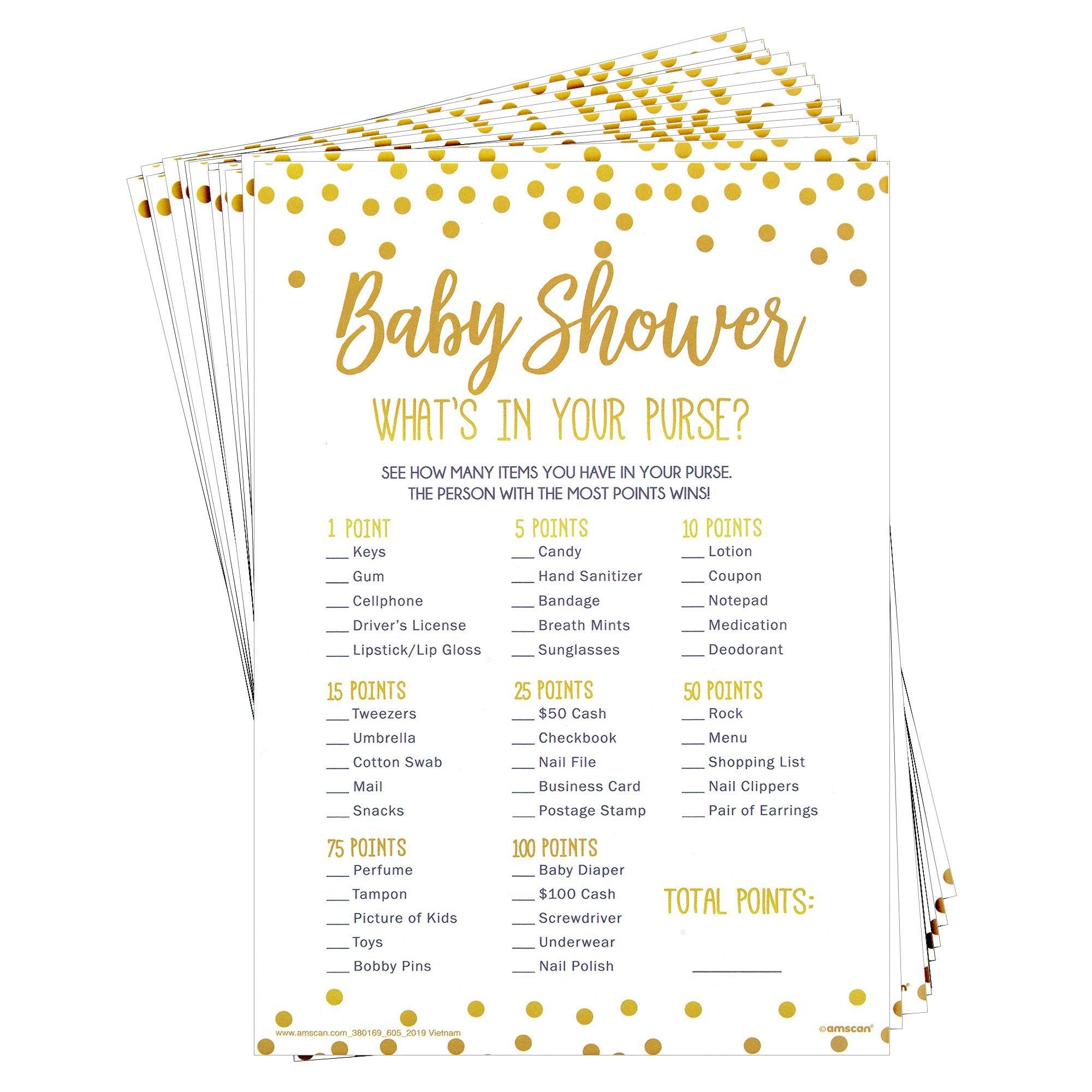 Gold & White What's in Your Purse Baby Shower Game
