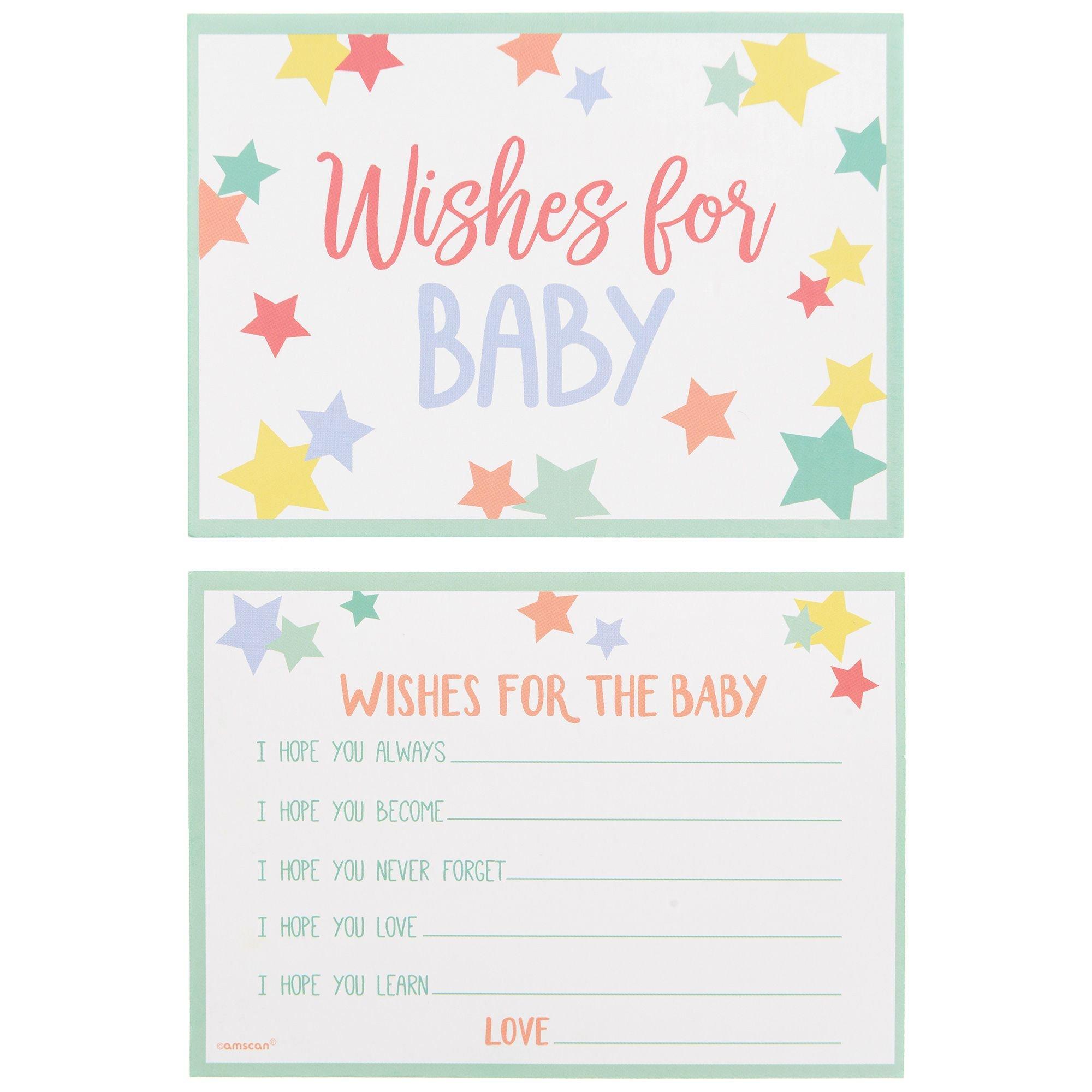 Pastel Stars Wishes for Baby Cards, 24ct