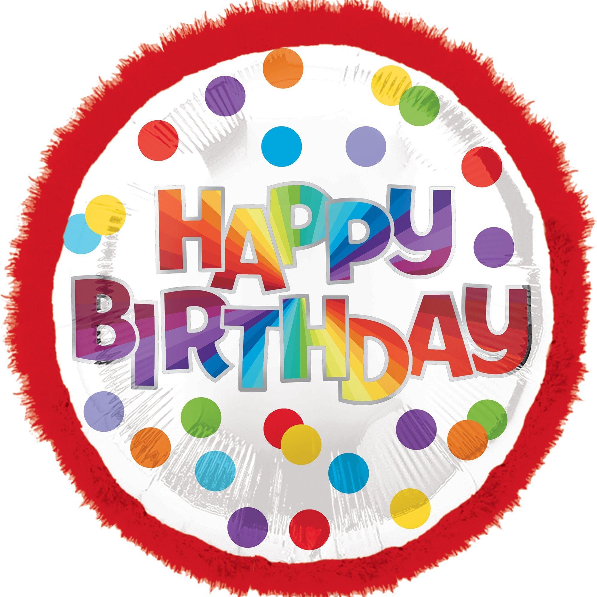 Giant Red Boa Rainbow Happy Birthday Balloon, 28in
