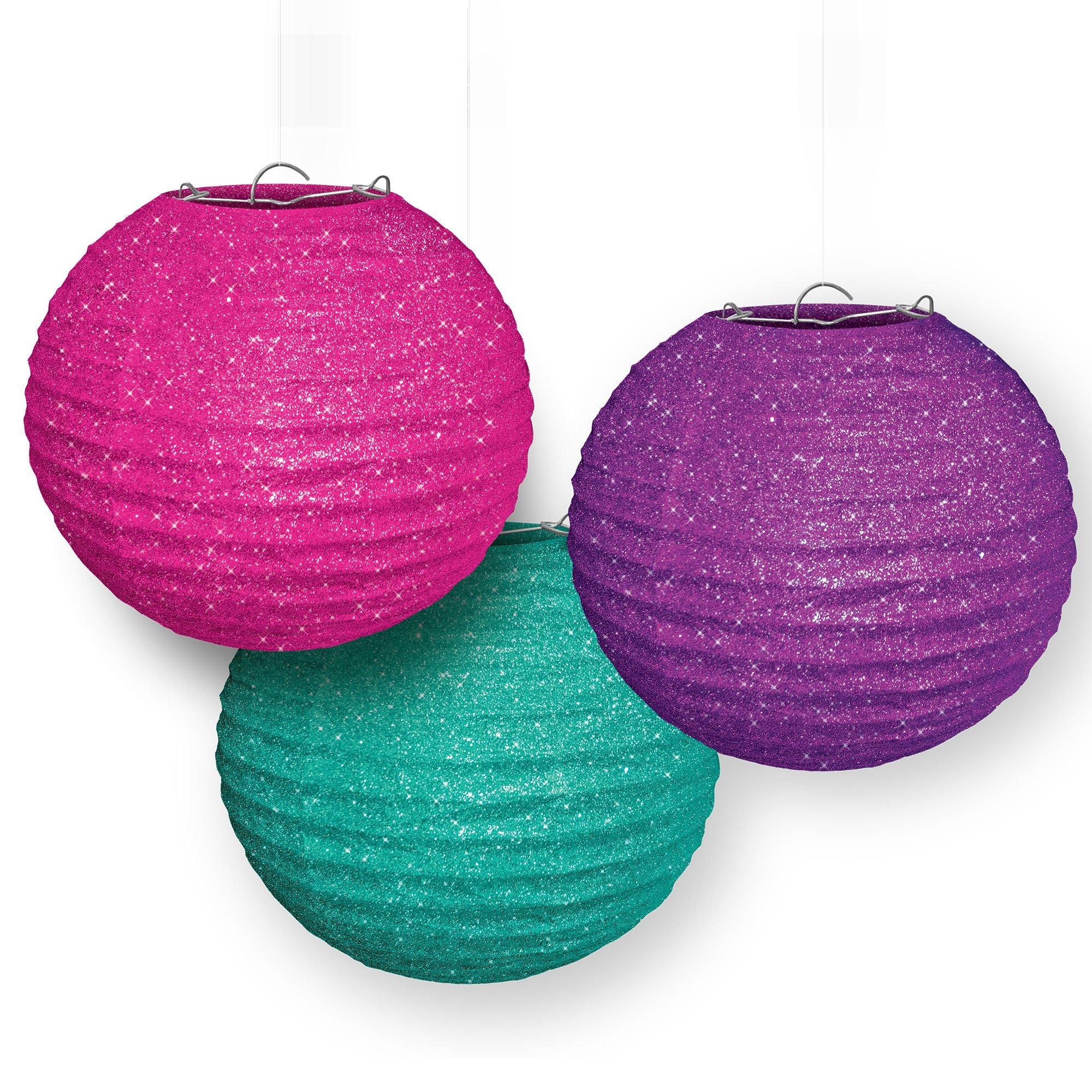 Glitter Sparkle Paper Lanterns, 3ct