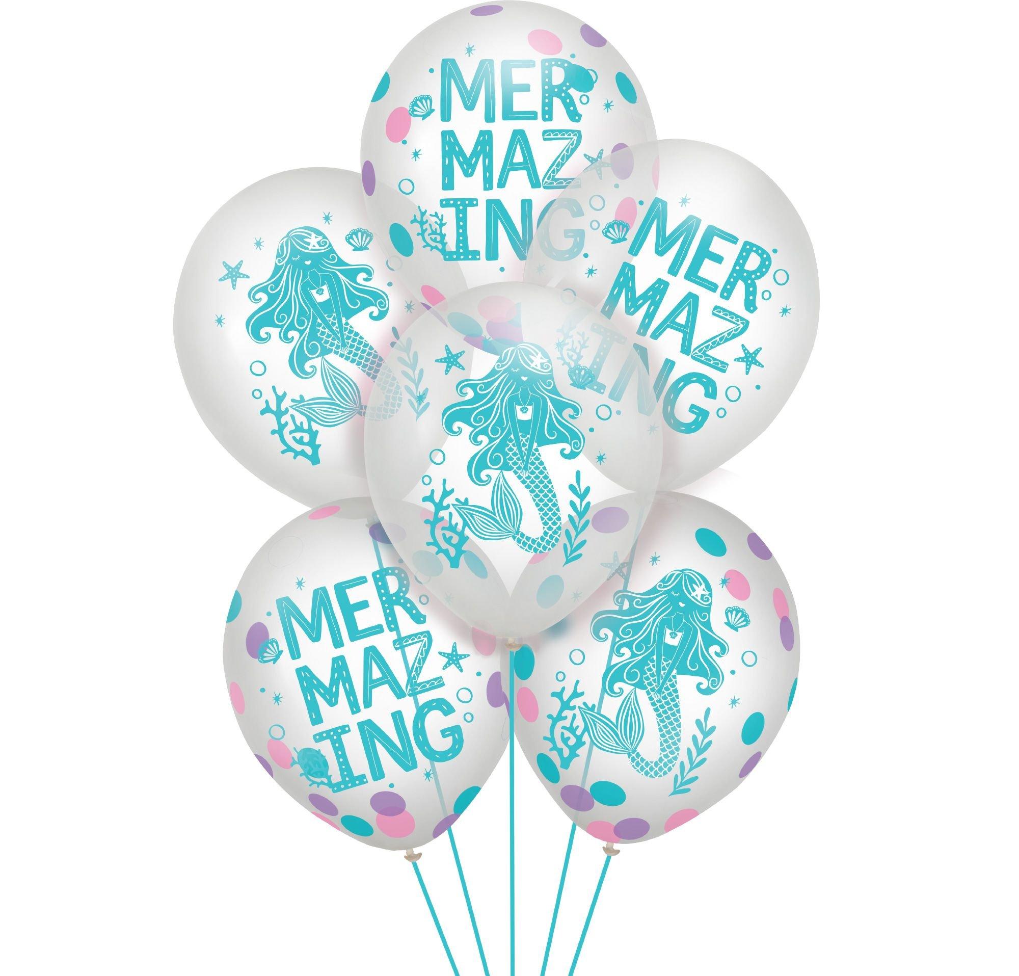 6ct, 12in, Shimmering Mermaids Confetti Latex Balloons