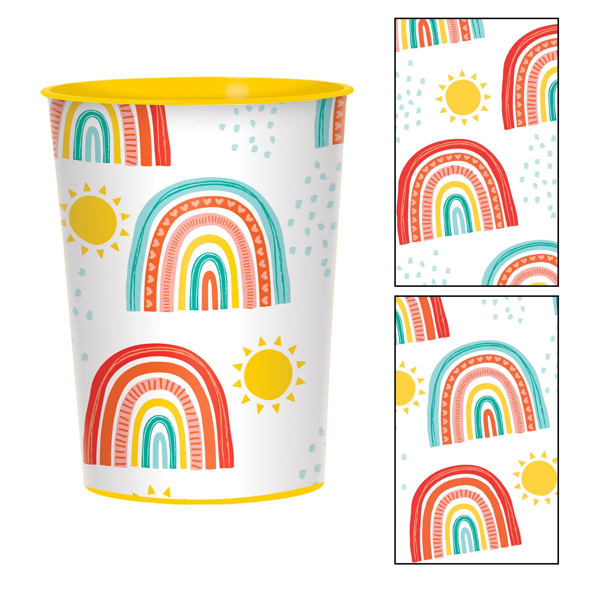 Retro Rainbow Plastic Favor Cup, 16oz