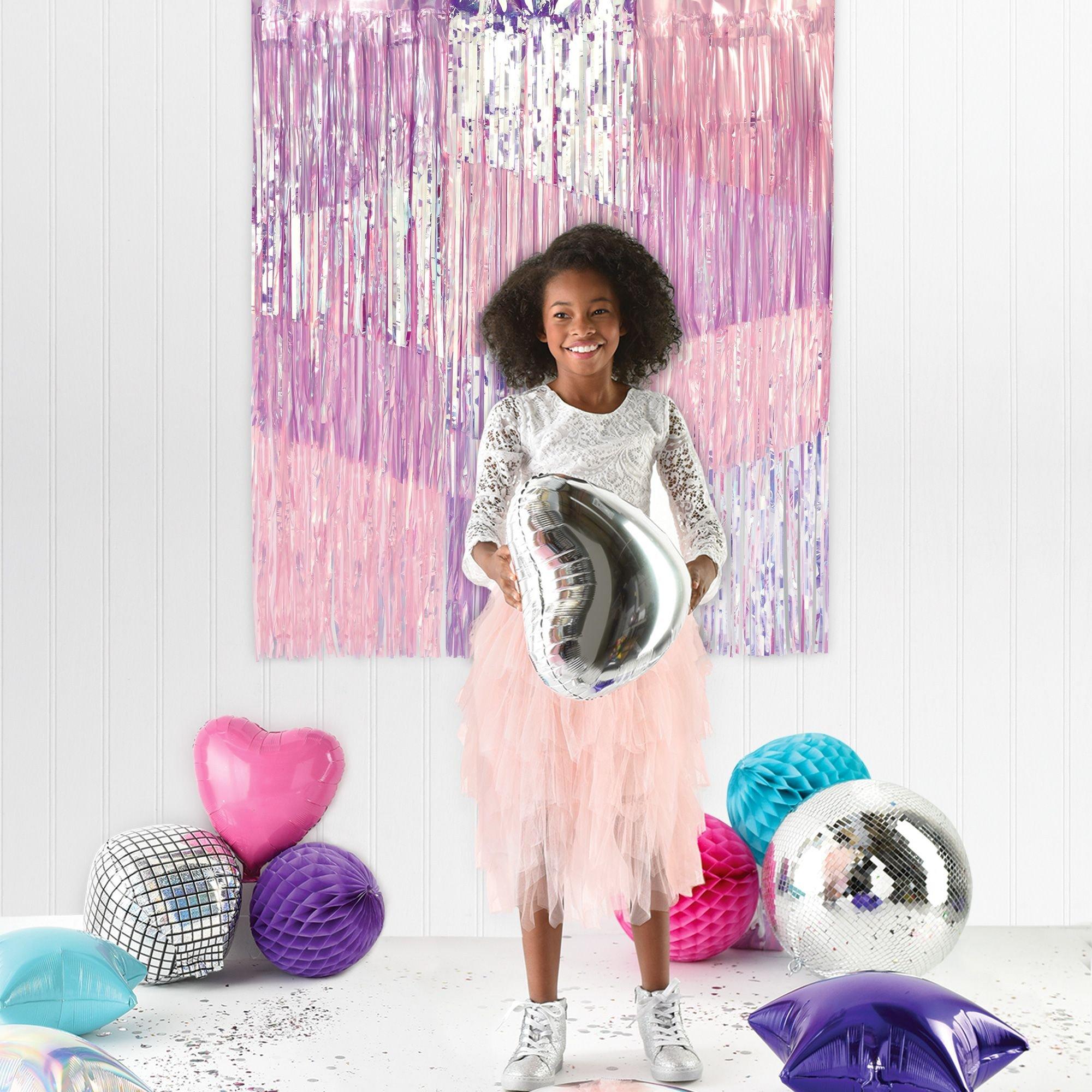 Iridescent Luminous Pastel Fringe Backdrop Curtain, 36in x 48in