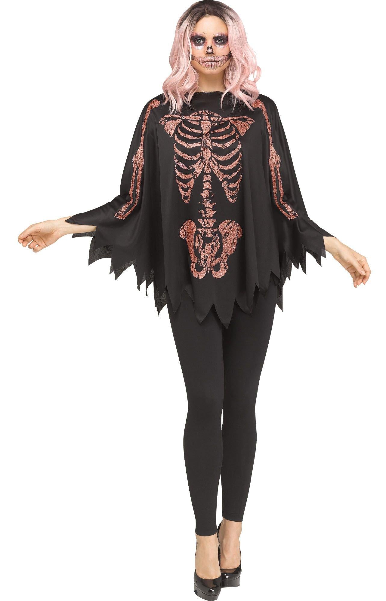 Rose Gold Skeleton Poncho for Adults