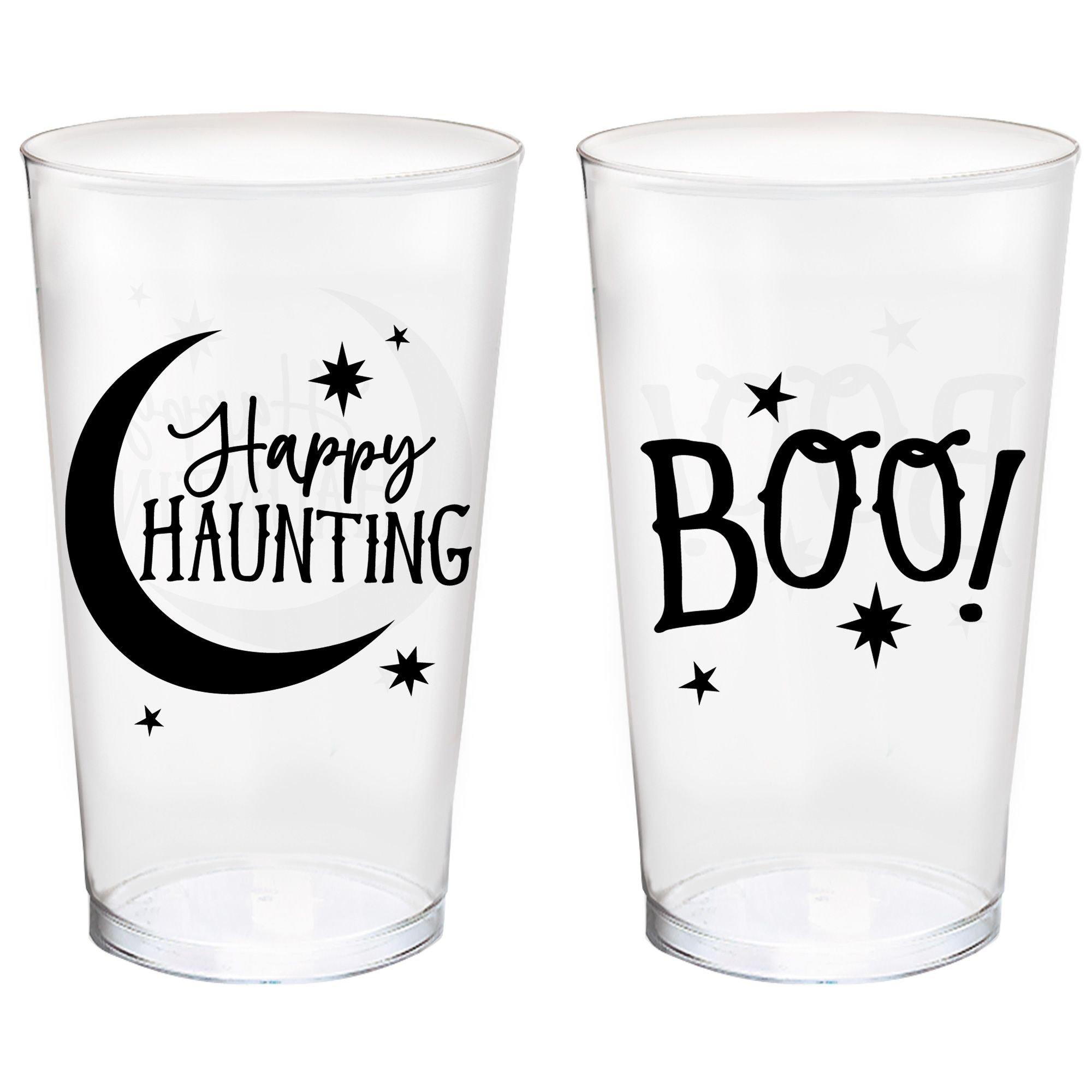 Classic Black & White Halloween Plastic Tumblers, 16oz, 10ct