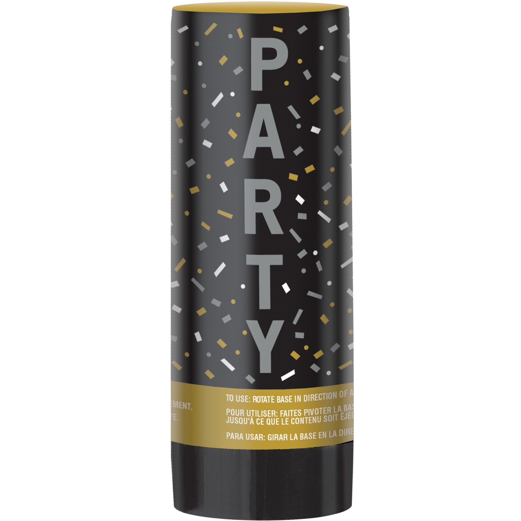 Black, Gold & Silver Graduation Plastic & Foil Confetti Poppers, 3.6in, 3ct