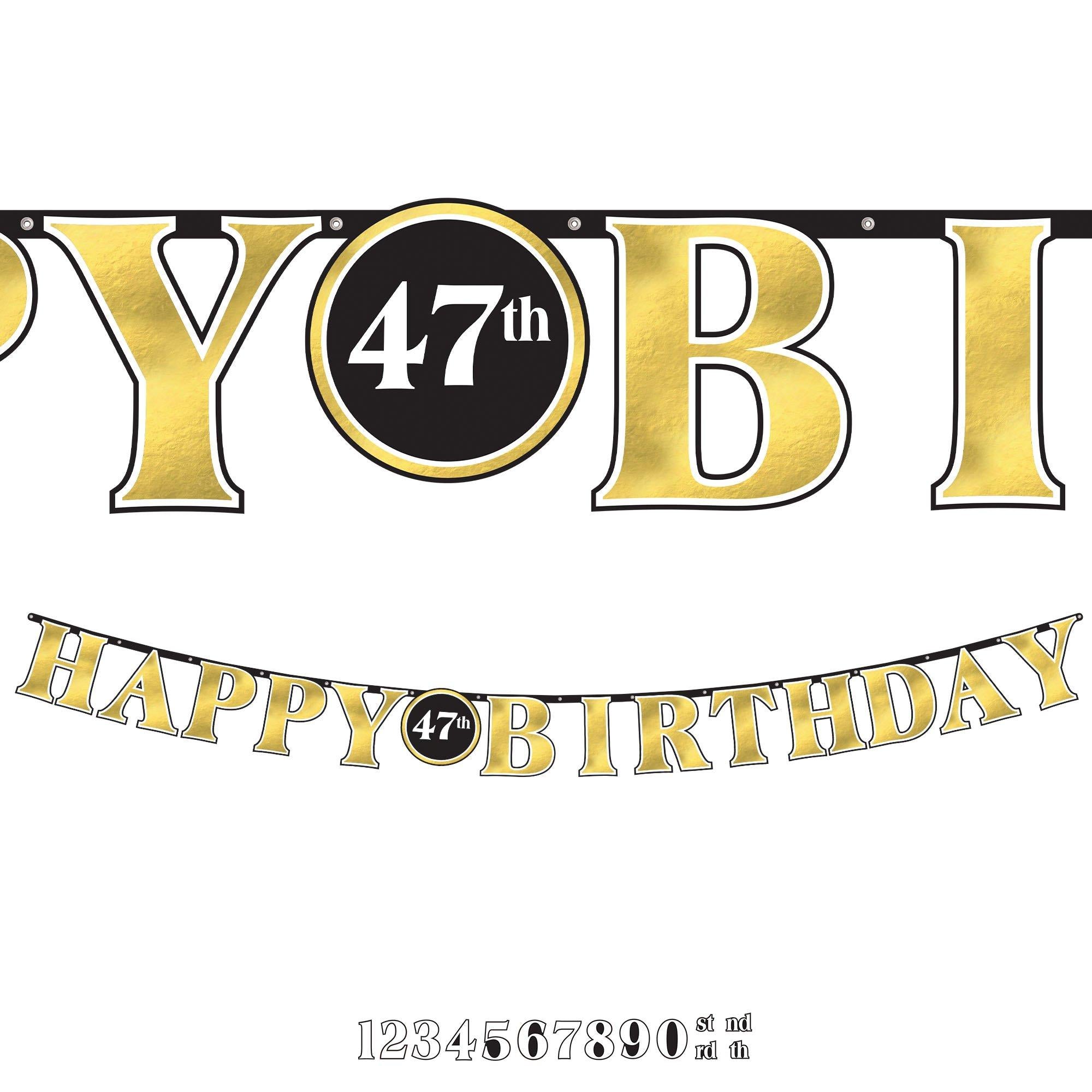 Add-An-Age Black & Gold Happy Birthday Cardstock Letter Banner, 10.5ft - Better With Age