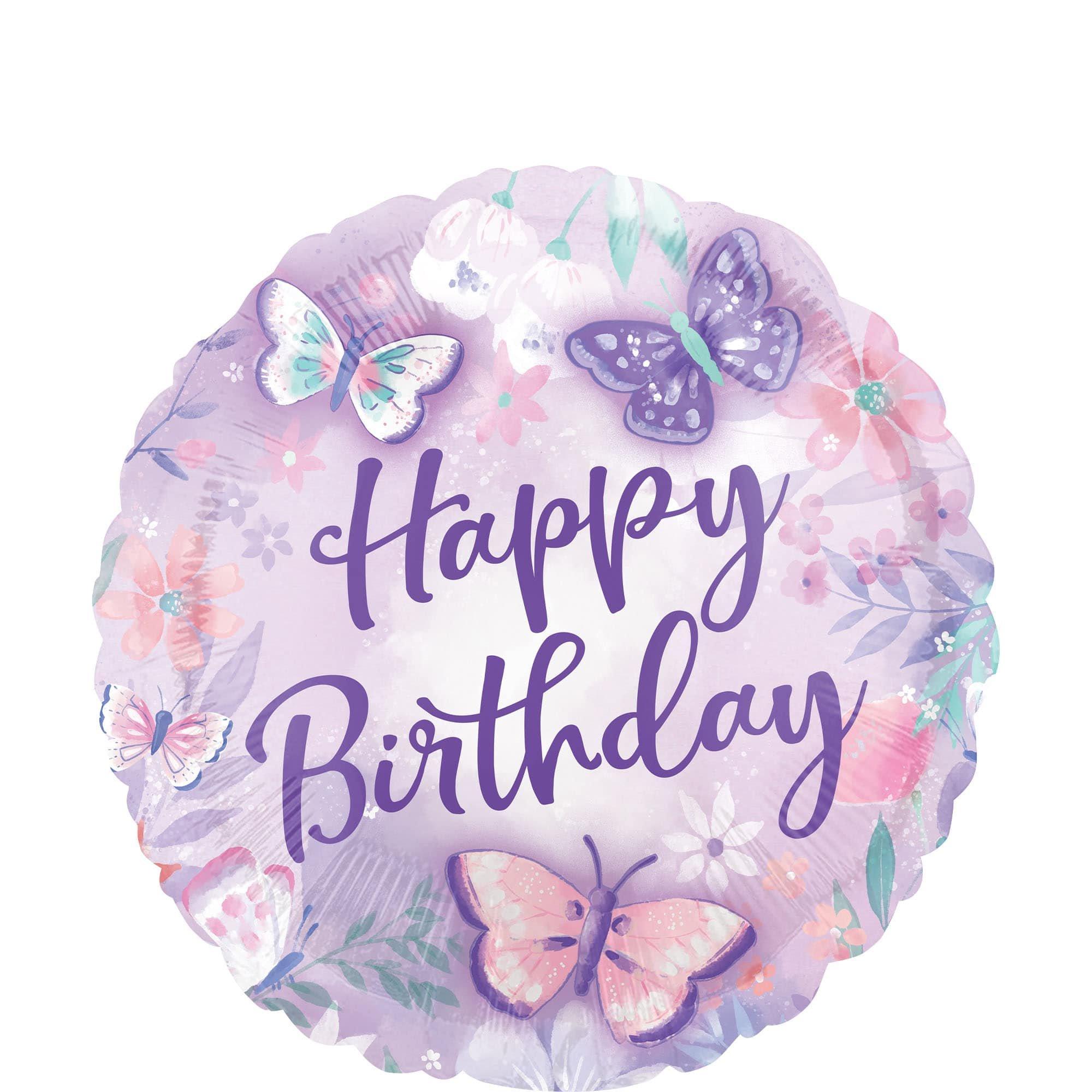 Flutter Butterfly Happy Birthday Foil Balloon, 18in