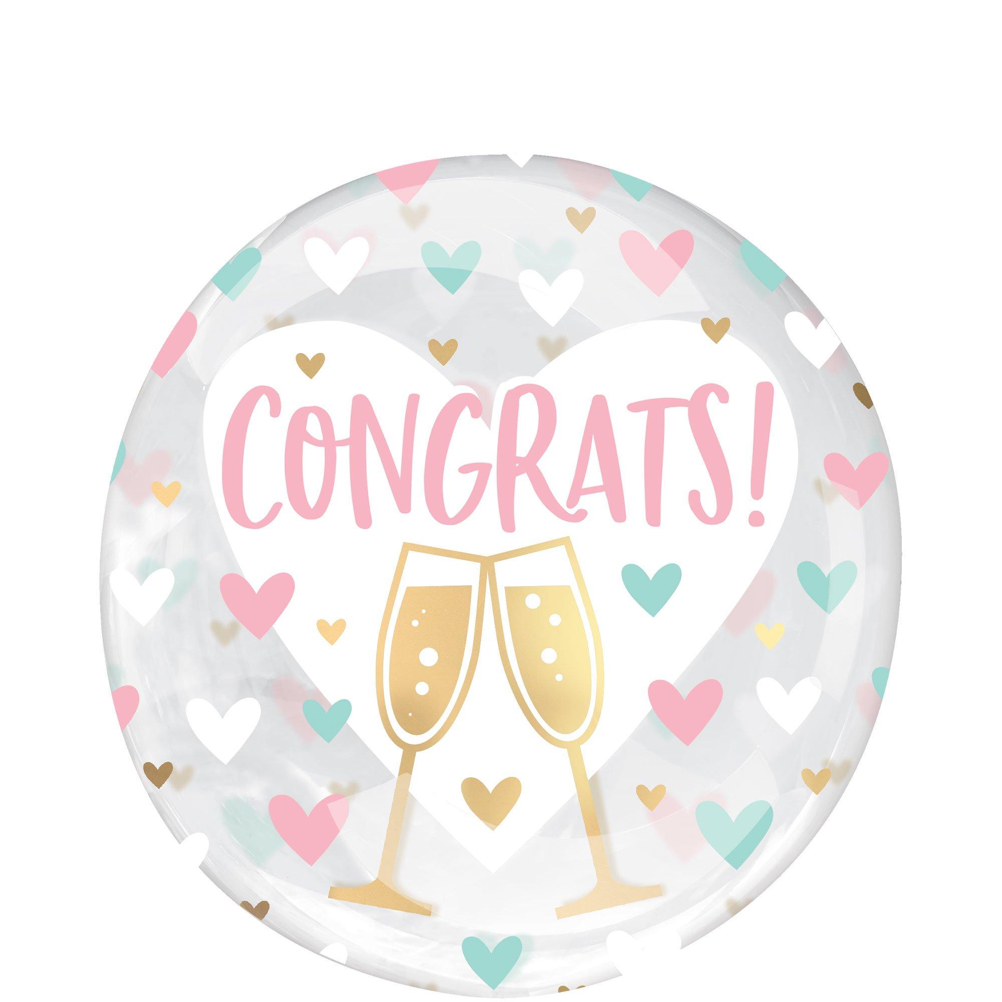 Congrats Hearts Plastic Balloon, 18in - Clearz?