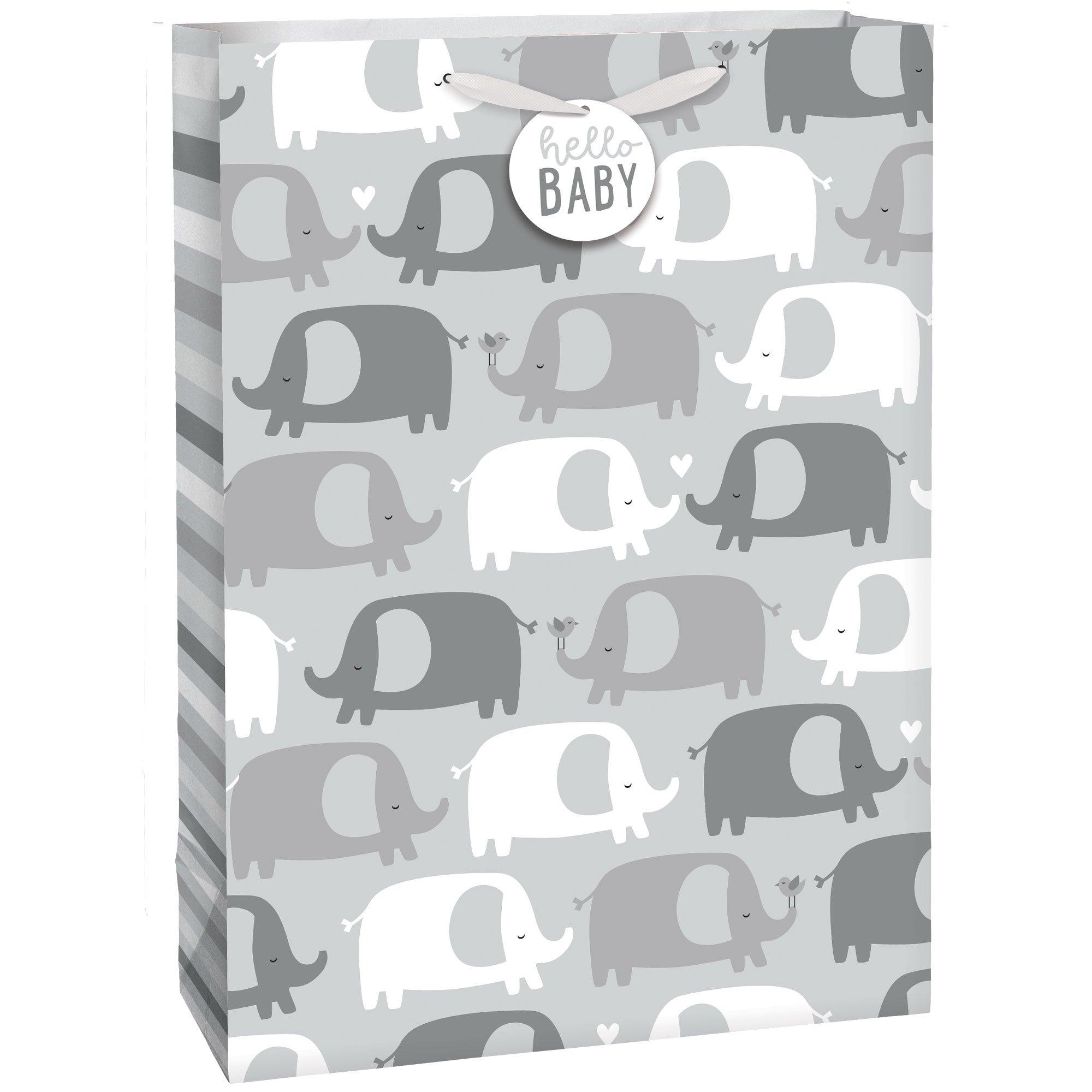 Extra Large Hello Baby Elephant Gift Bag ,12.5in x 17in