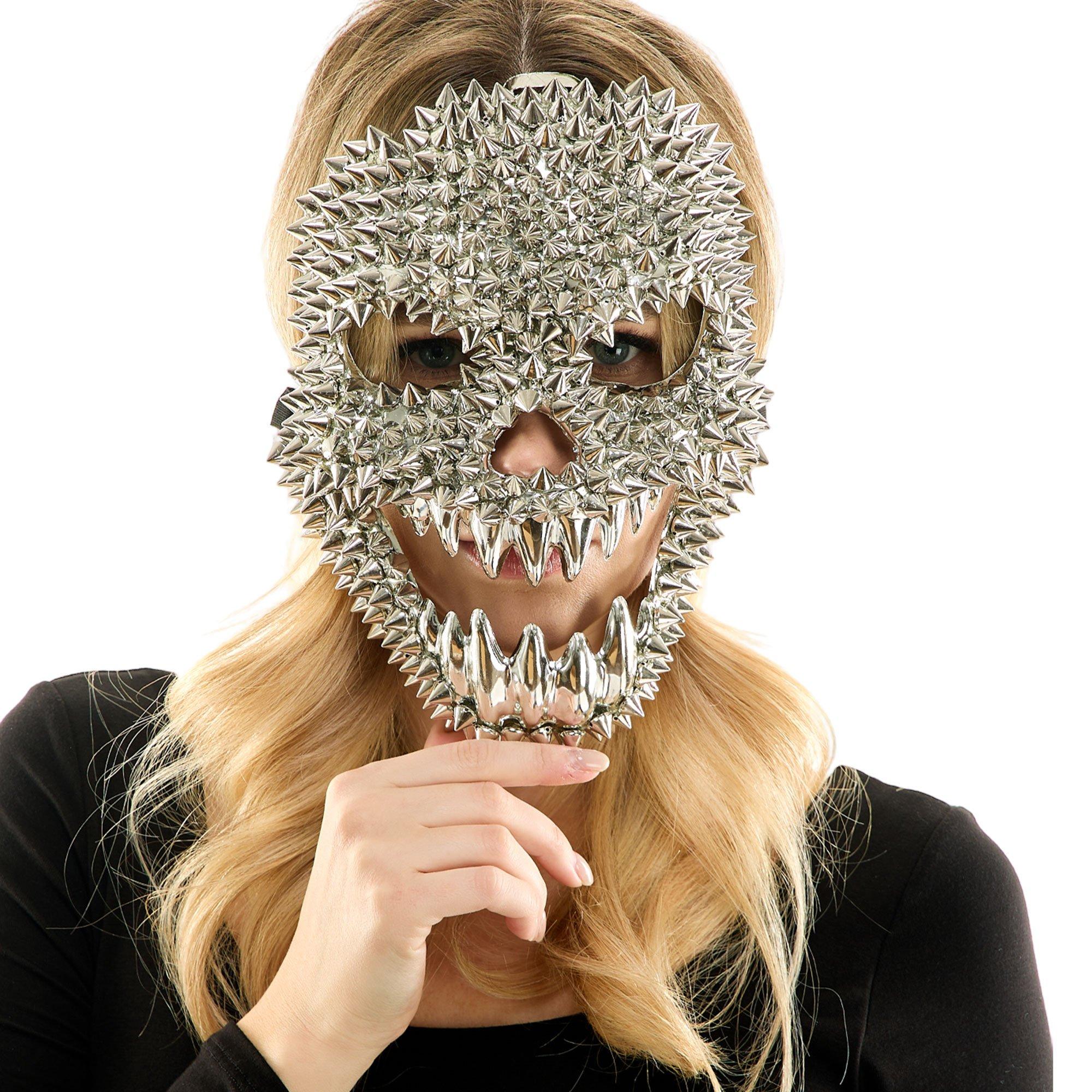 Silver Spike Skull Face Mask