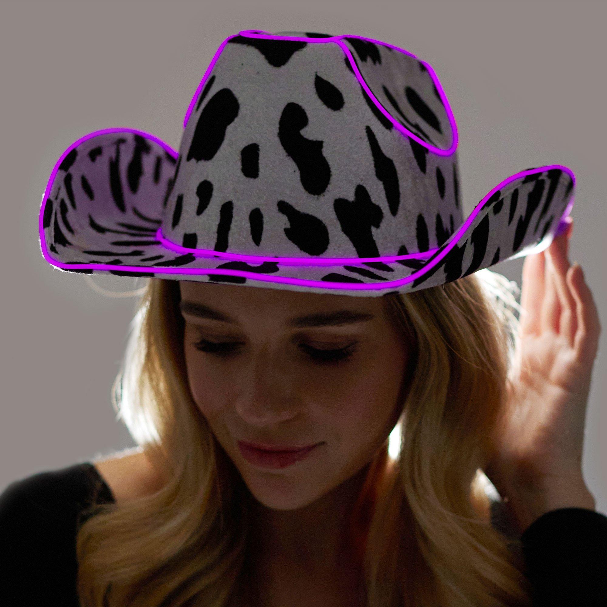 Light-Up Cow Print Cowboy Hat