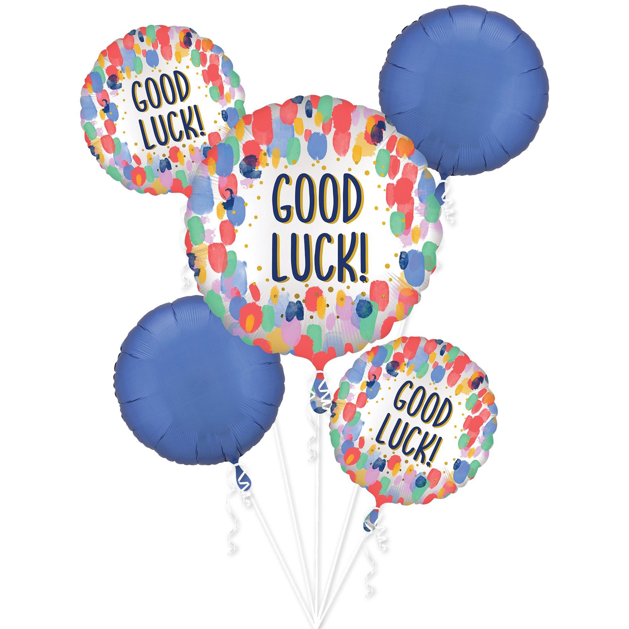 Painterly Dots Good Luck Foil Balloon Bouquet, 5pc