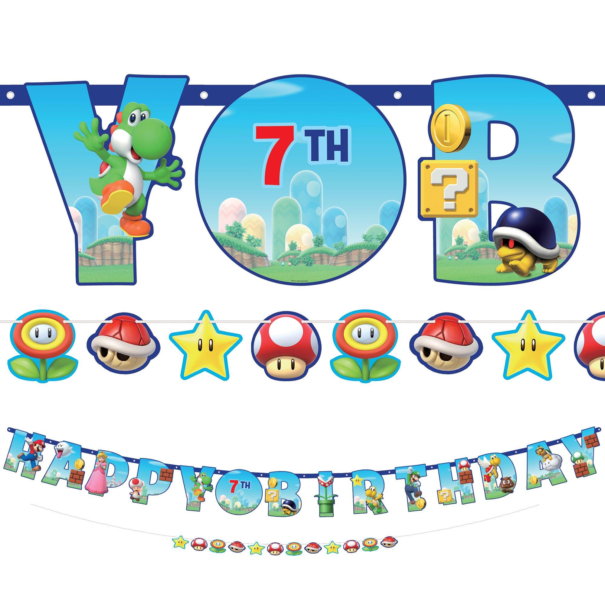 Customizable Super Mario Birthday Letter Banner Set, 2pc