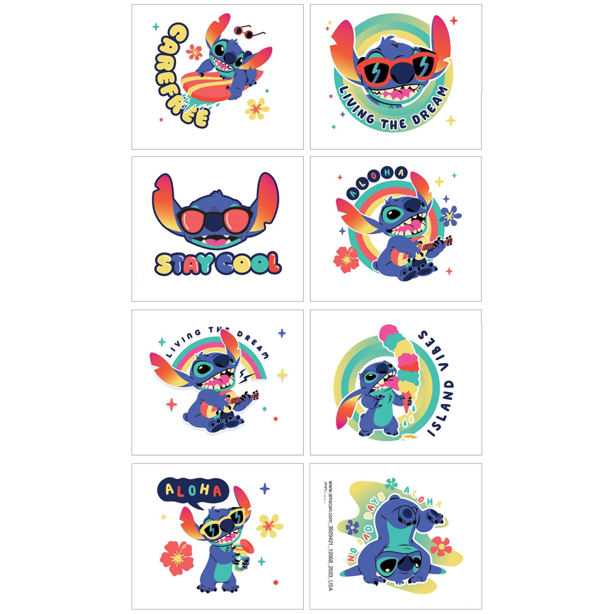 Stitch Aloha Temporary Tattoos, 1 Sheet, 8 Tattoos - Disney Lilo & Stitch