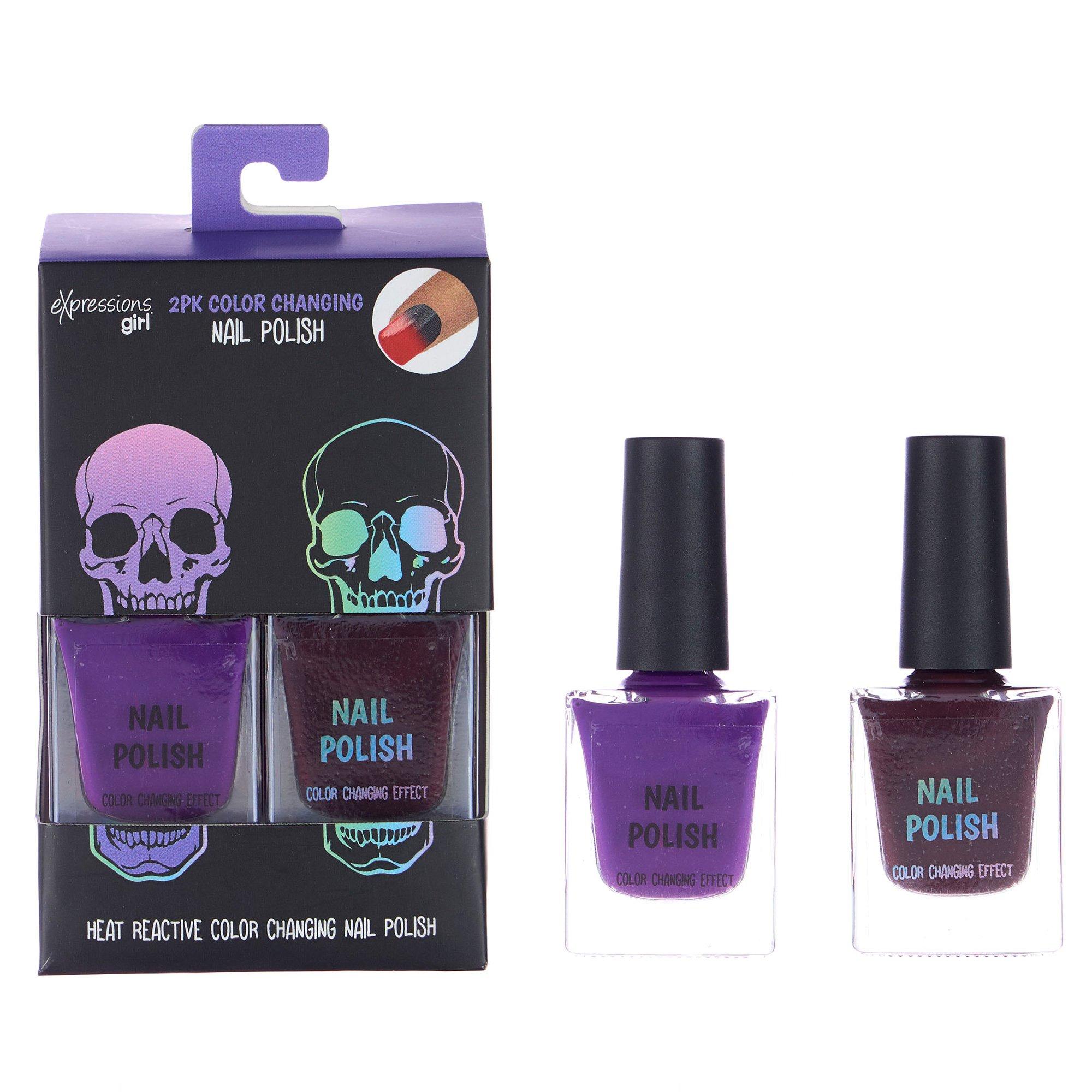 Heat Reactive Color Changing Halloween Nail Polishes, 2pc