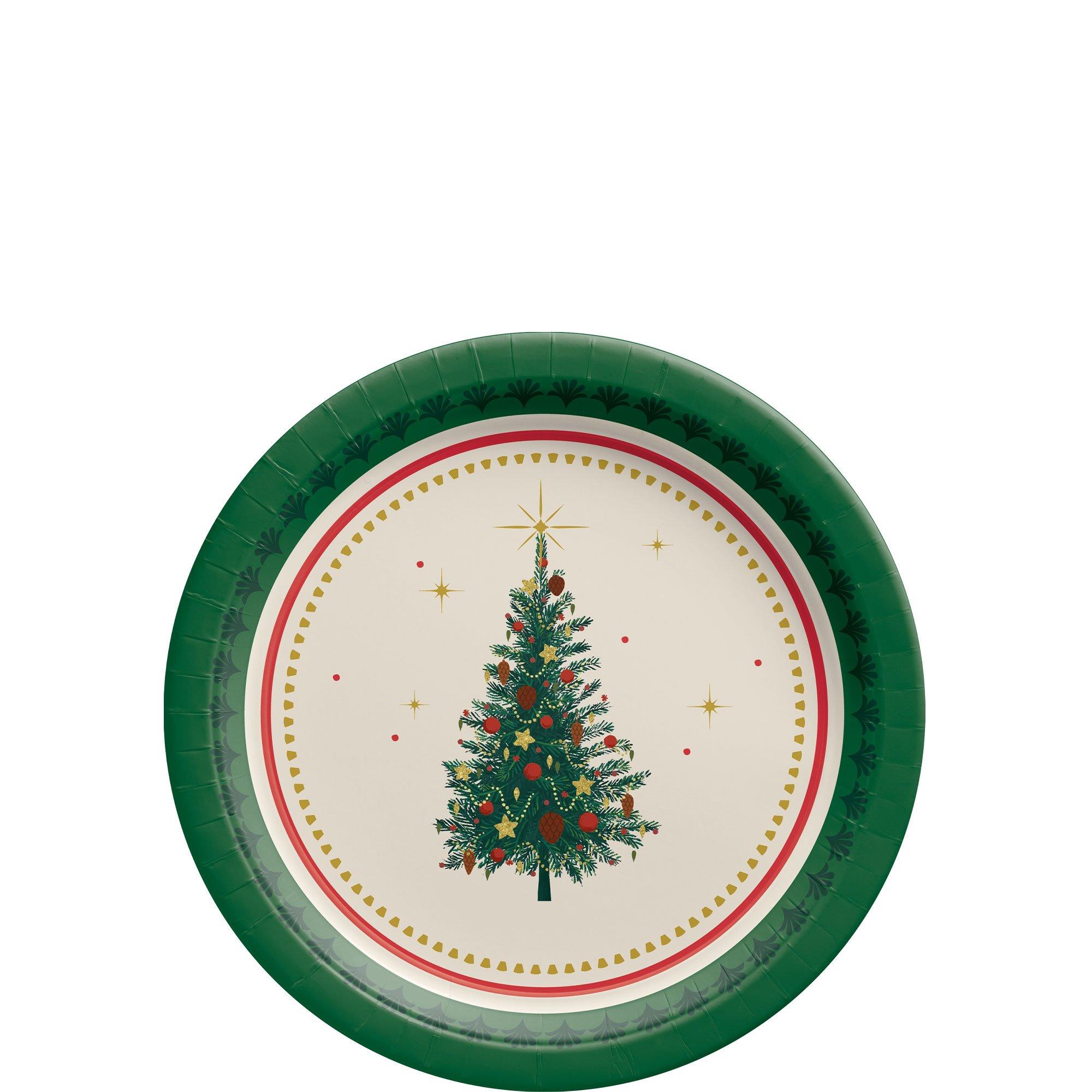 Elegant Evergreen Paper Dessert Plates, 7in, 20ct