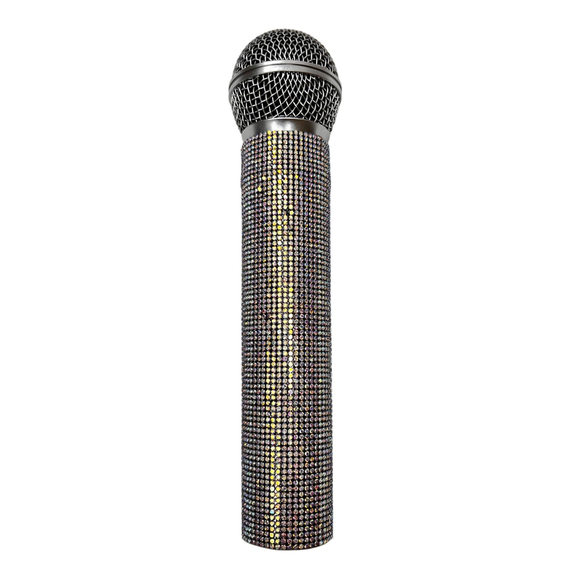 Silver Rhinestone Microphone Prop