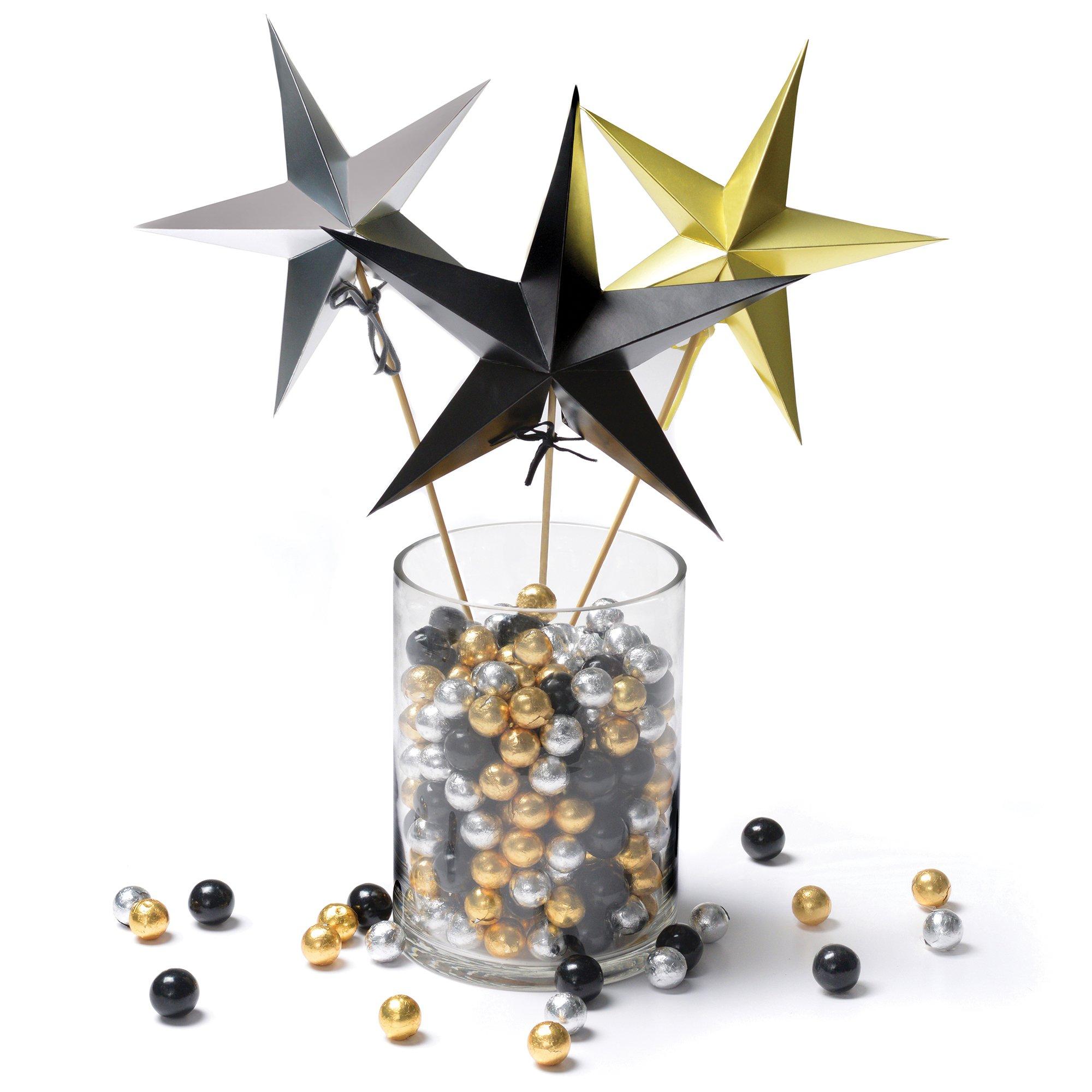 New Year's Eve 3D Star Centerpiece Picks, 3pc