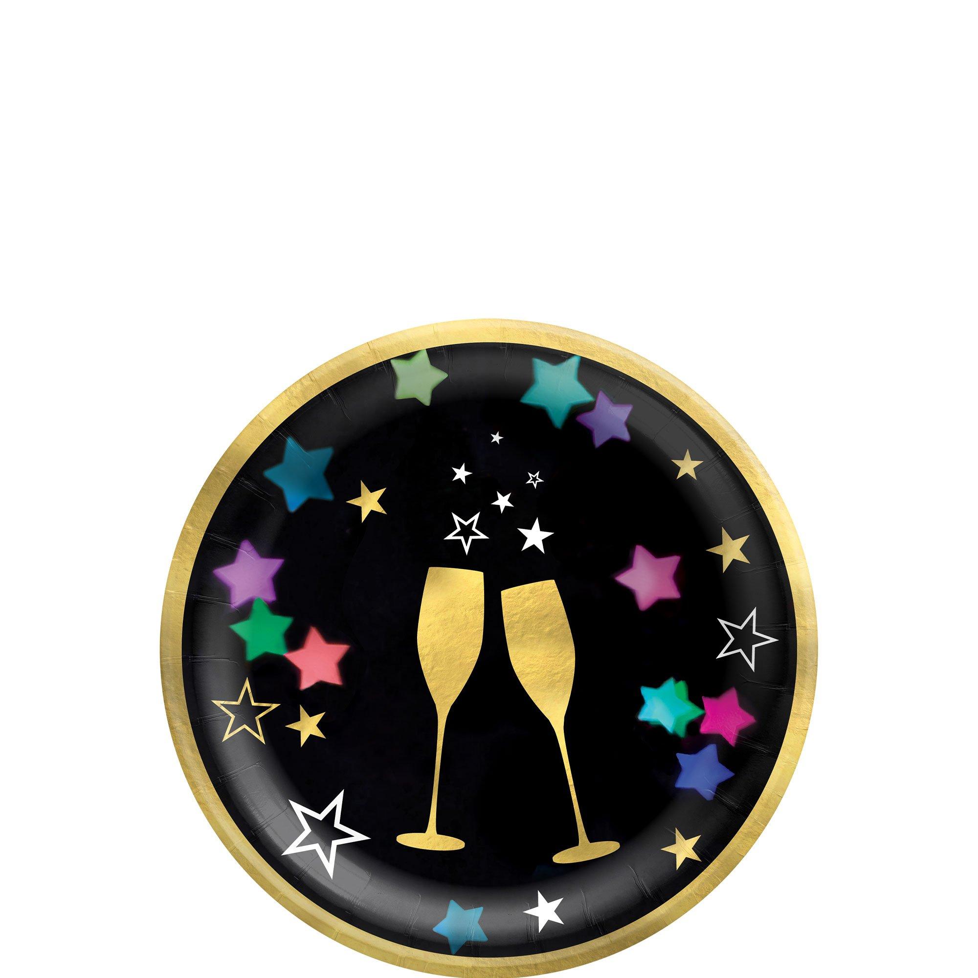 Starlight Clinking Glasses Paper Dessert Plates, 6.75in, 20ct