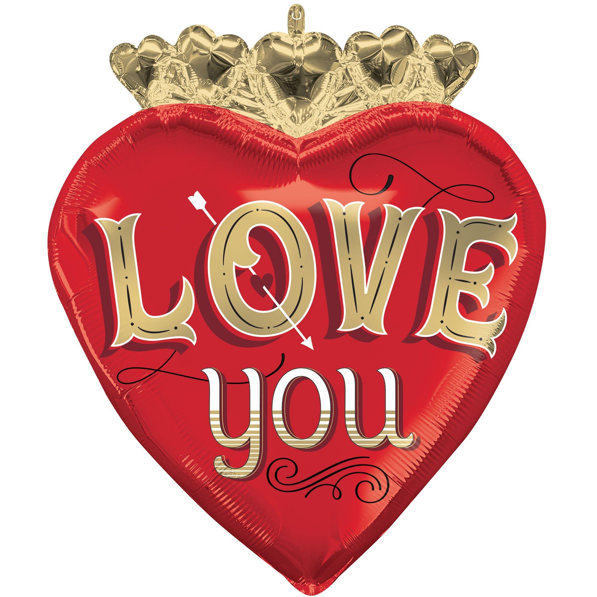 Love You Heart-Shaped Foil Balloon, 20in x 23in - Just My Type