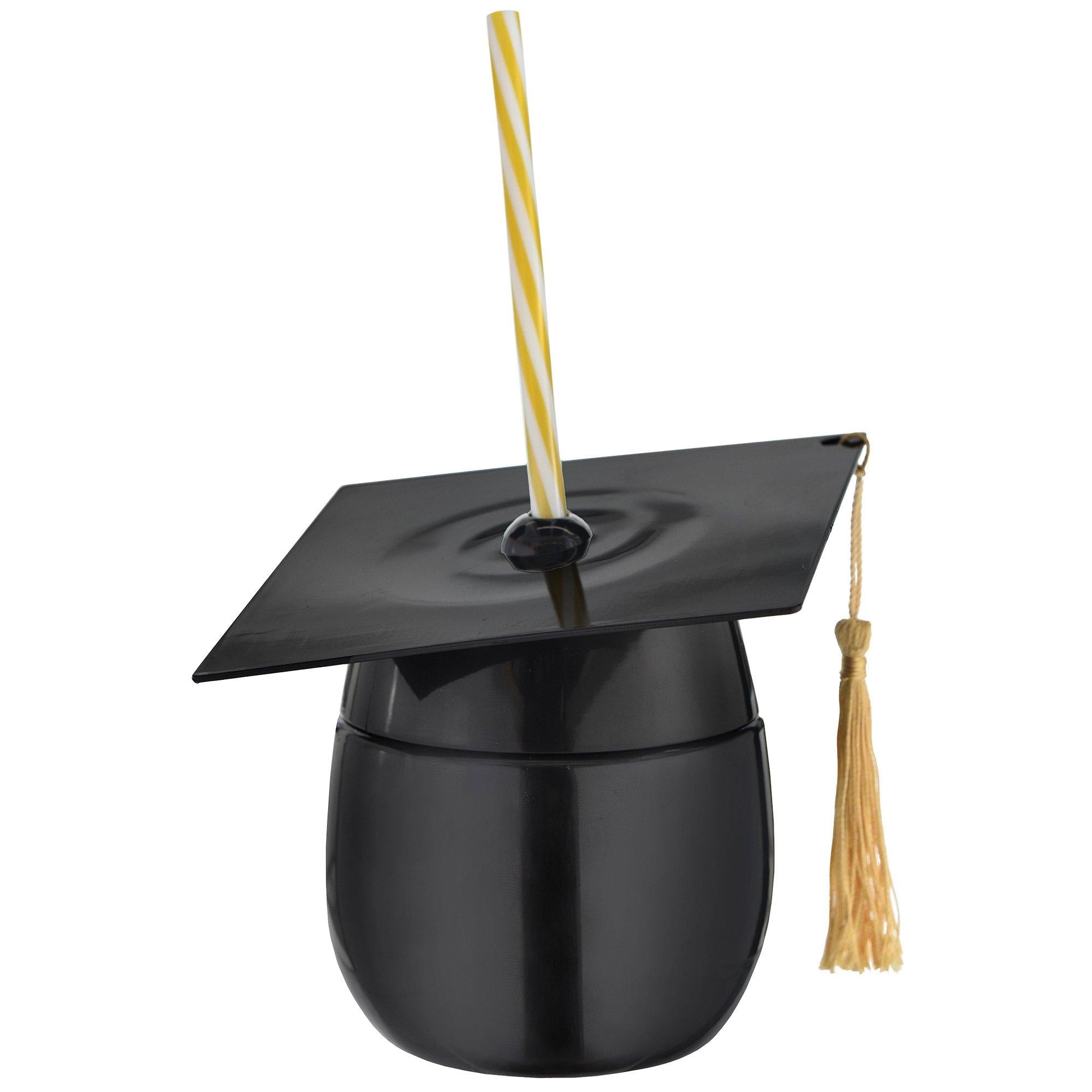 Graduation Cap Novelty Cup with Straw