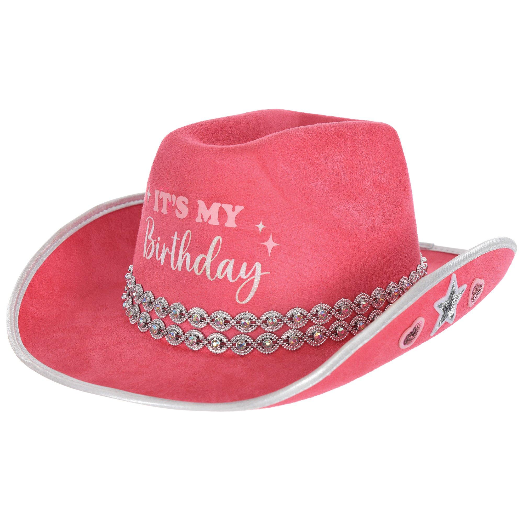 It??s My Birthday Pink Cowboy Hat, 1pc