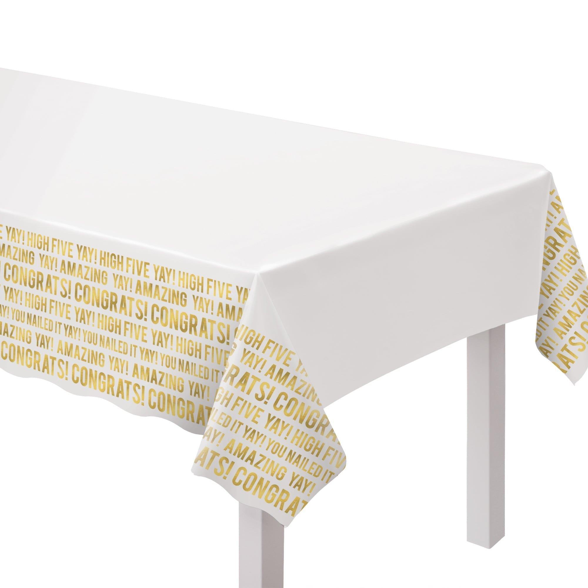 Congrats Retirement Plastic Table Cover, 54in x 102in